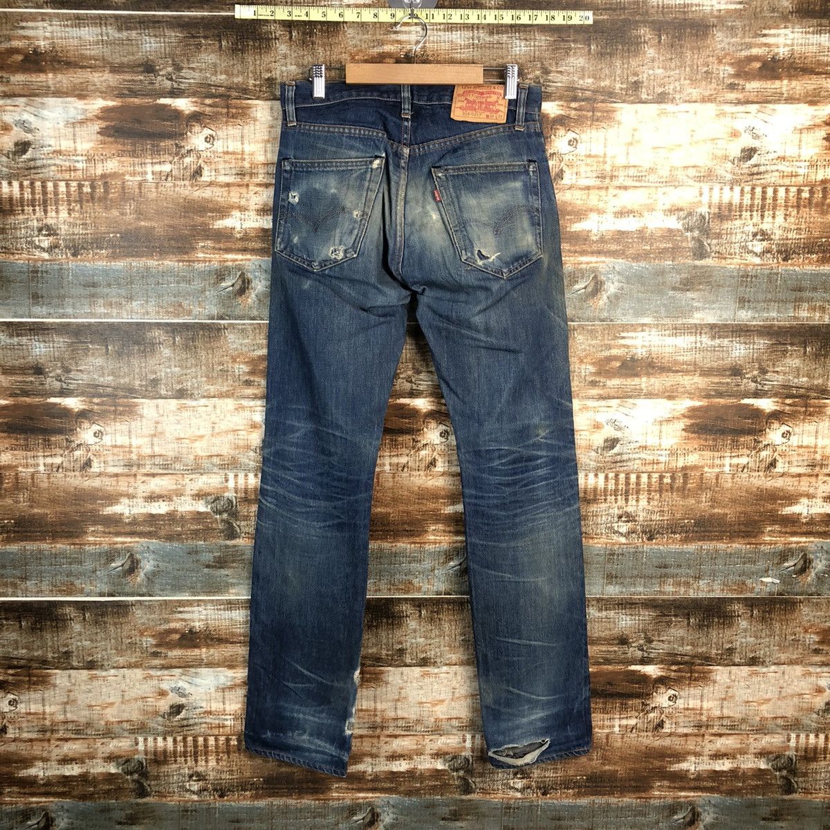 Levi's DLL Levis 505 Big E Blue Distressed Denim Pants #C133 Size US 30 / EU 46 - 15 Thumbnail
