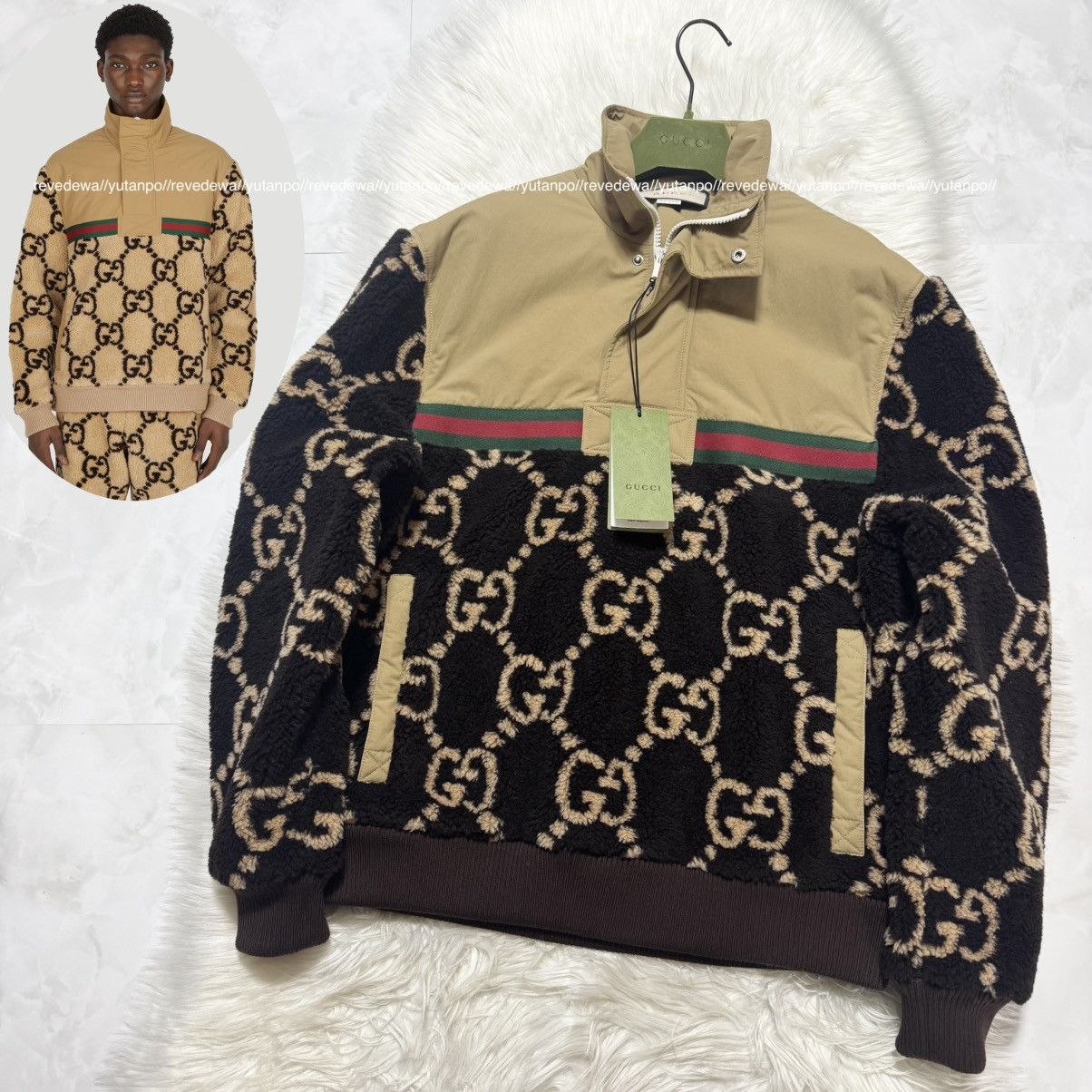 Gucci with tags. Gucci Jacquard GG Pattern Sherry Line Half-Zip Size US S / EU 44-46 / 1 - 1 Thumbnail
