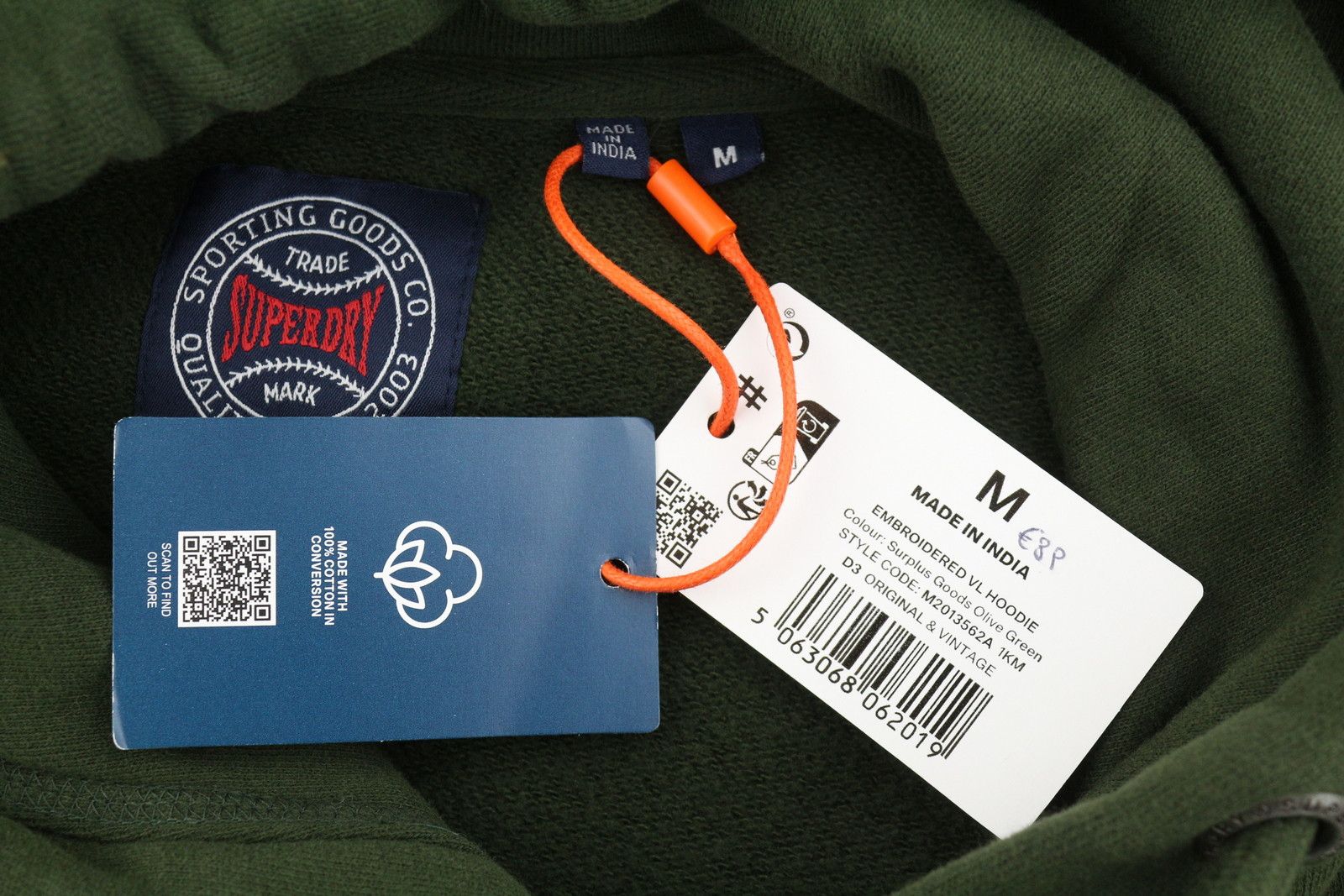 Superdry EMBROIDERED VL M Green Logo Kangaroo Hoodie 87130 Size US M / EU 48-50 / 2 - 7 Thumbnail