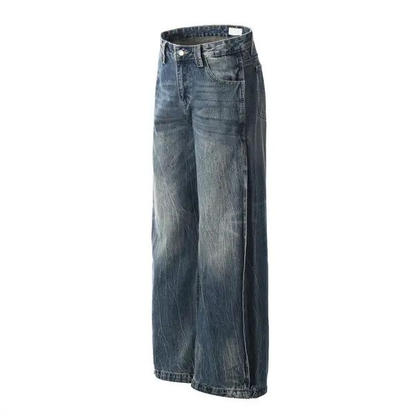 VIBE Men's street punk distressed washed loose wide-leg jeans Size US 32 / EU 48 - 2 Thumbnail