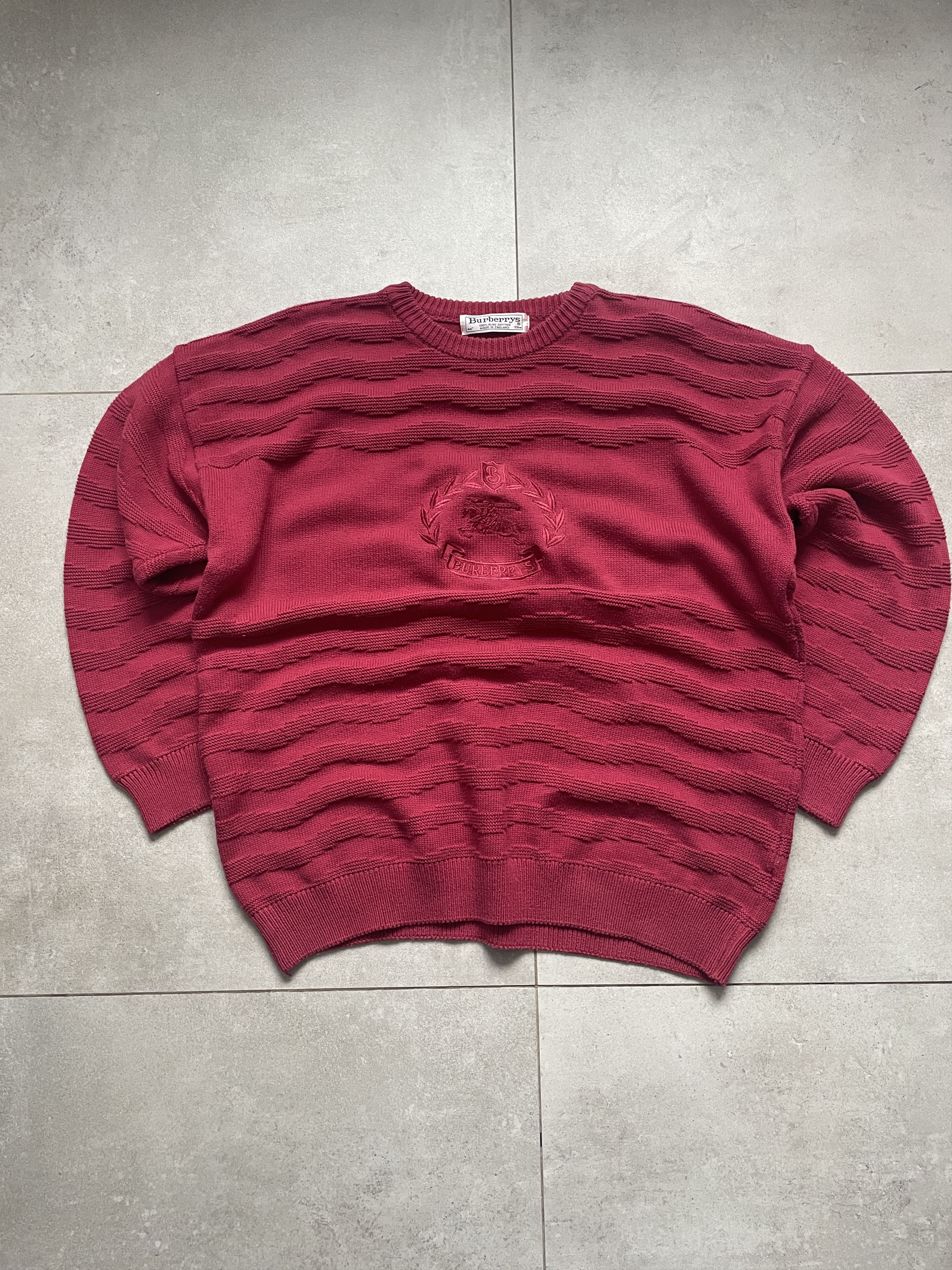 Burberry VINTAGE BURBERRYS OLD MONEY BURGUNDY PINK BOXY SWEATER Size US XL / EU 56 / 4 - 3 Thumbnail