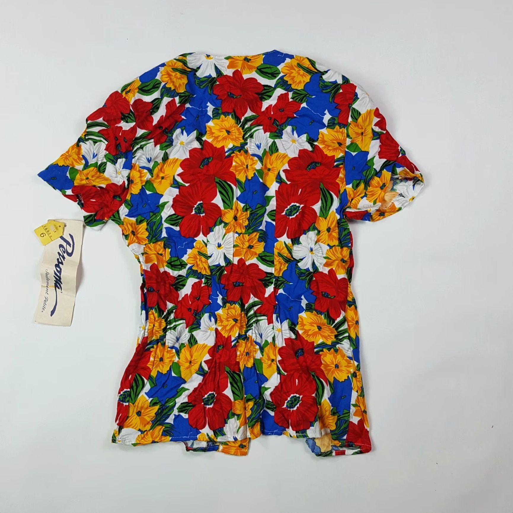 Vintage VINTAGE Floral Print Womens Size 6 Short Sleeve Button Up Shirt Top Dress Size M / US 6-8 / IT 42-44 - 5 Thumbnail
