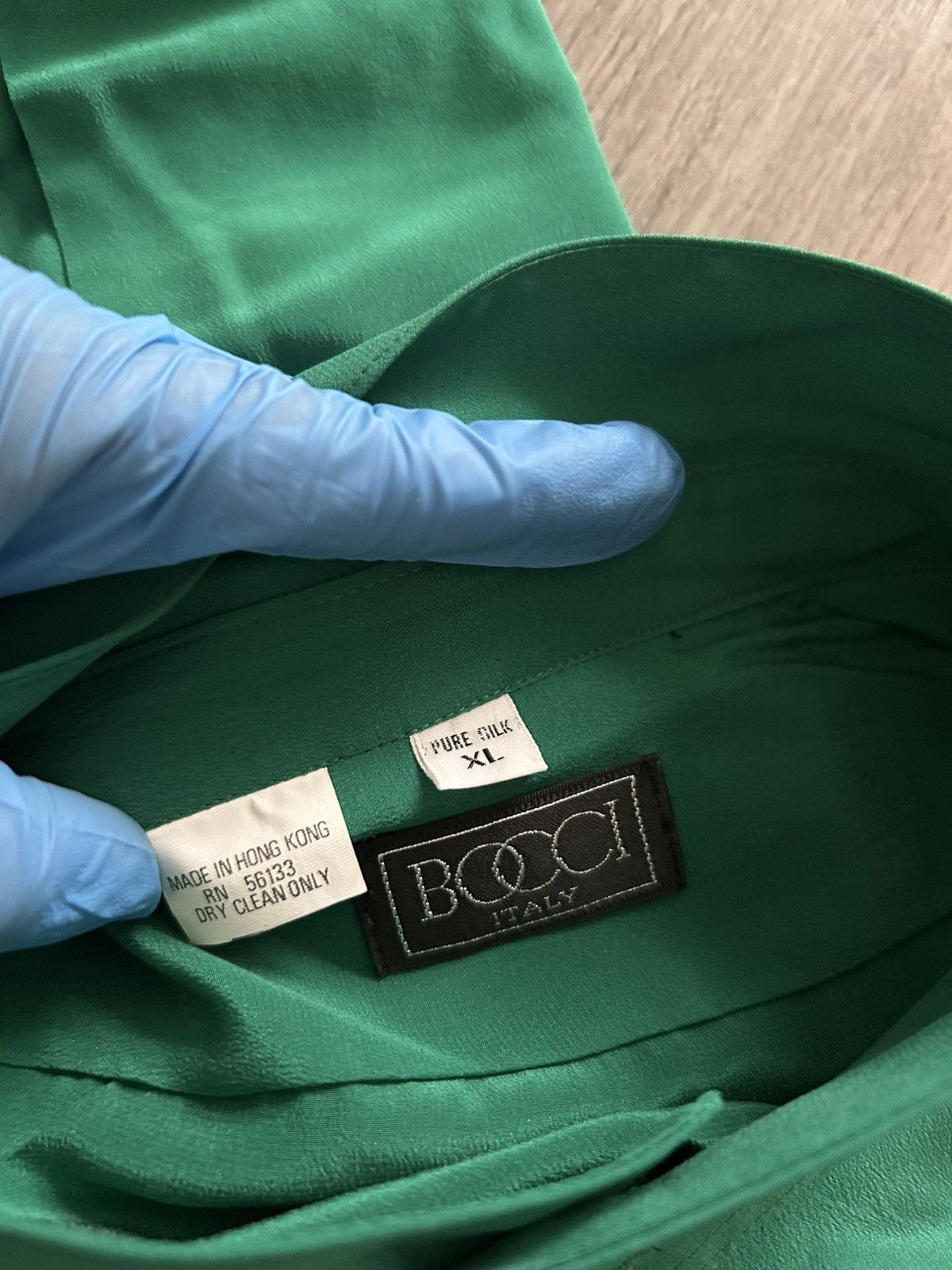 Other Green BOCCI Italy Silk Mandarin Collar Shirt (Long Sleeve) Size US XL / EU 56 / 4 - 2 Thumbnail