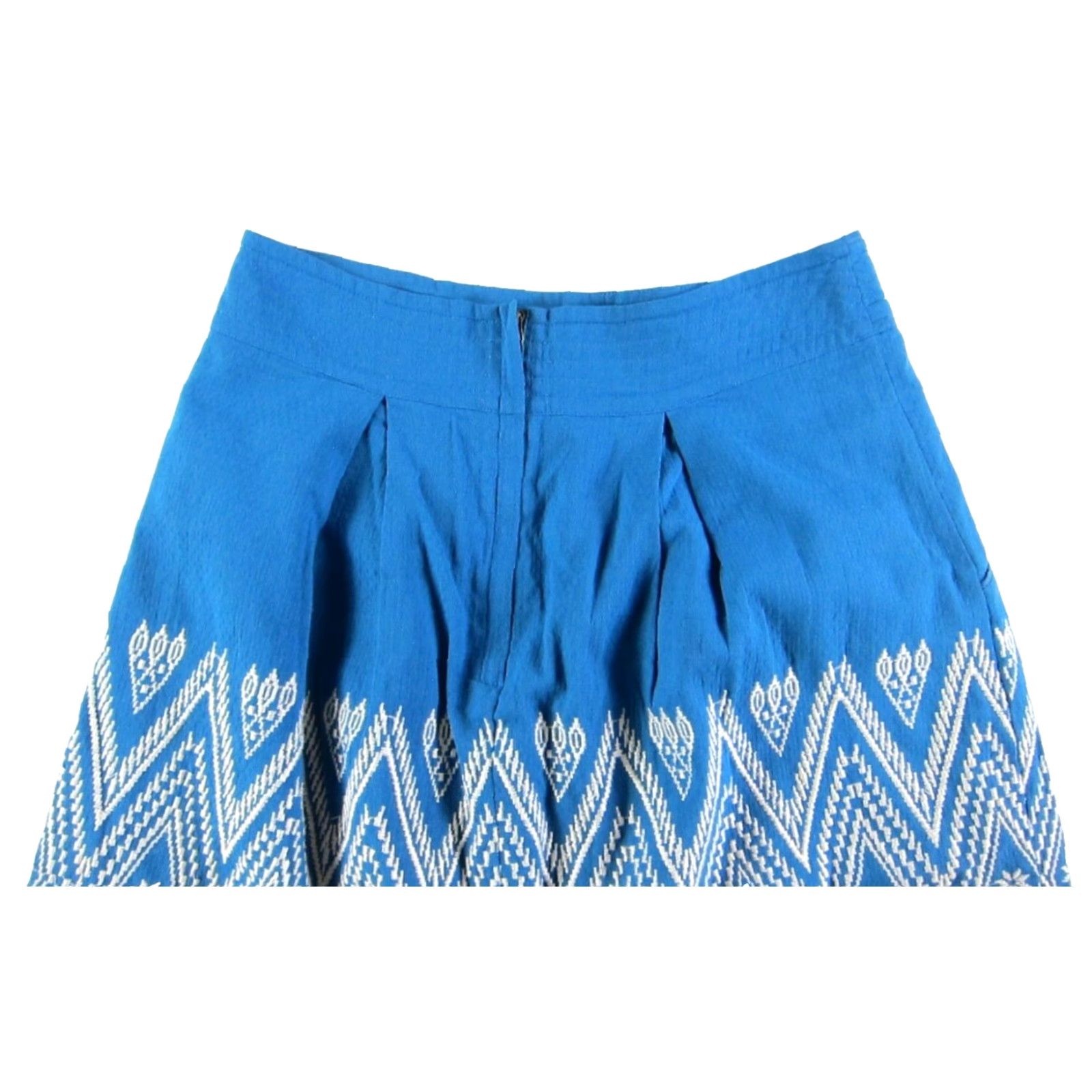 Anthropologie Floreat Anthropologie Cotton Embroidered Blue White A-Line Skirt Women 4 Size 27" / US 4 / IT 40 - 4 Thumbnail