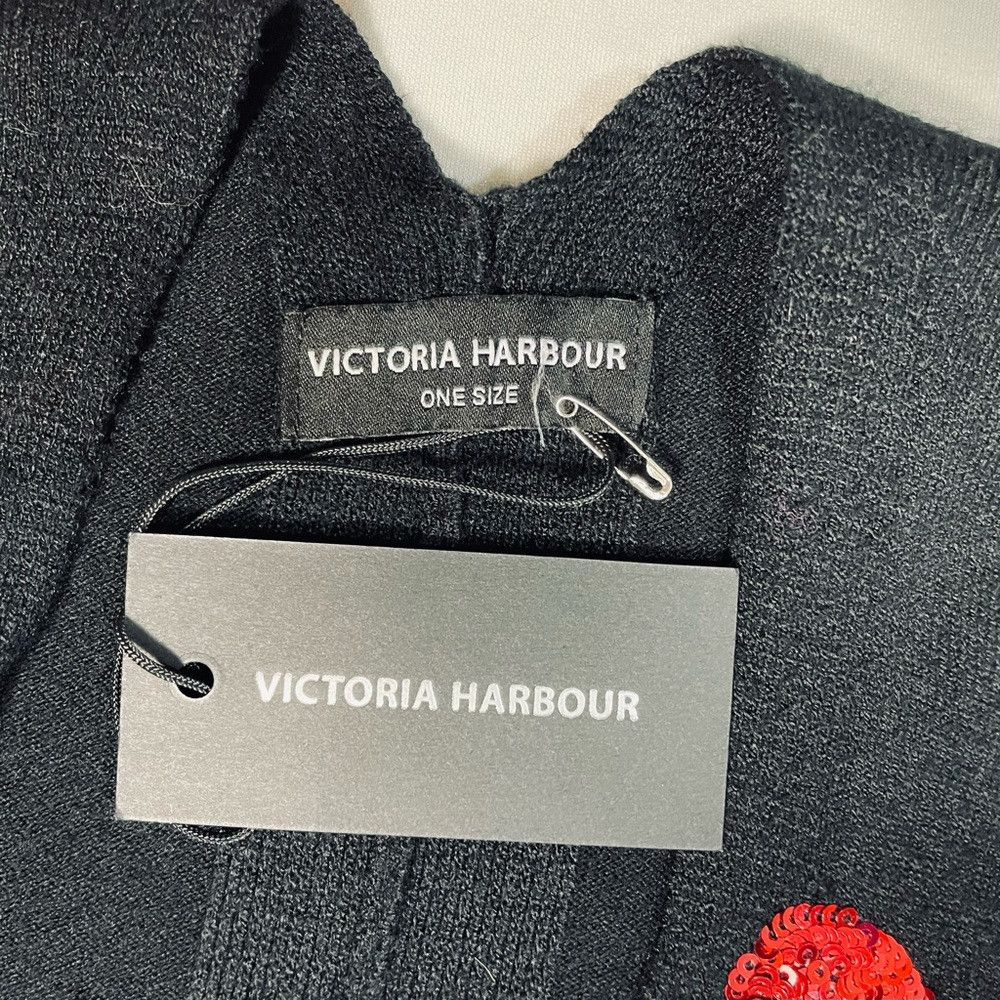 Other NWT New Victoria Harbour Heart Sequin Embroidered Black Pon Size ONE SIZE - 6 Thumbnail