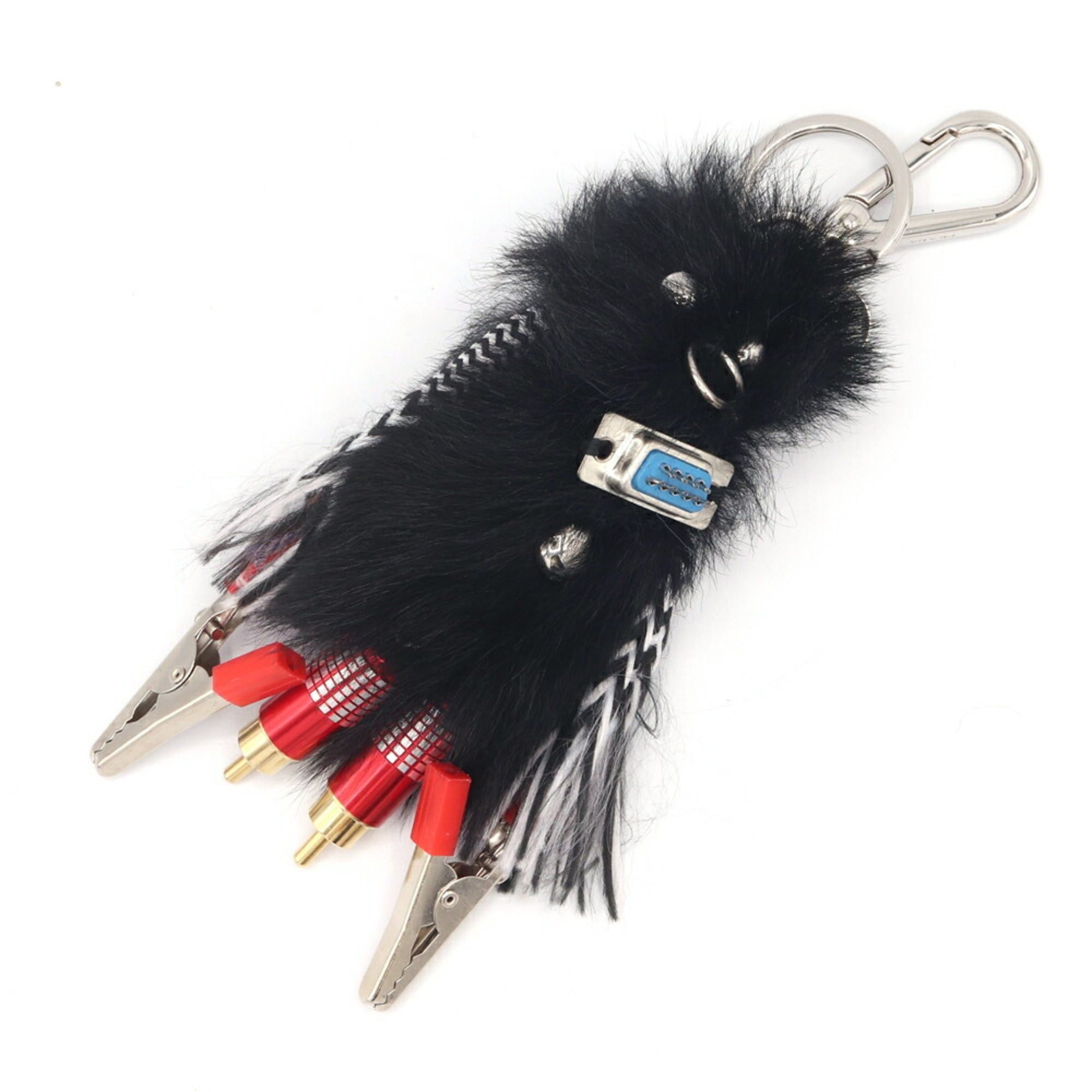 Prada Prada Rufus Trick Key Ring Bag Charm (1TR264) in Black Faux Fur and Metal. Keychain, Ring, Handbag, Robot, Women's. Size ONE SIZE - 1 Thumbnail