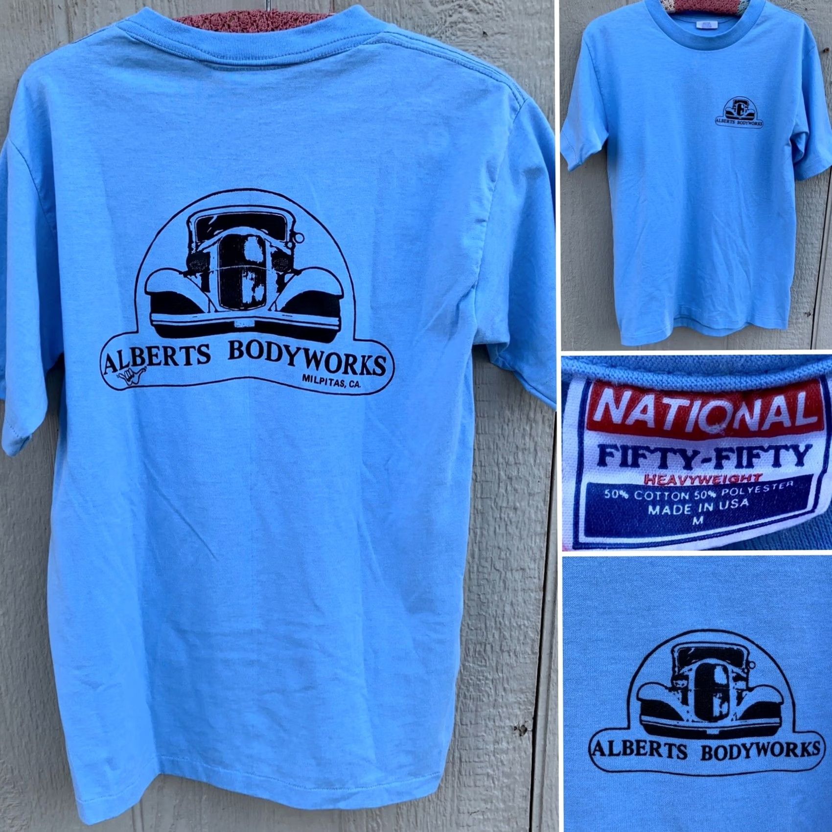 Vintage VINTAGE National Fifty Fifty T-Shirt Men's M Blue Cotton Polyester Car Graphic 1980s Size US M / EU 48-50 / 2 - 2 Thumbnail