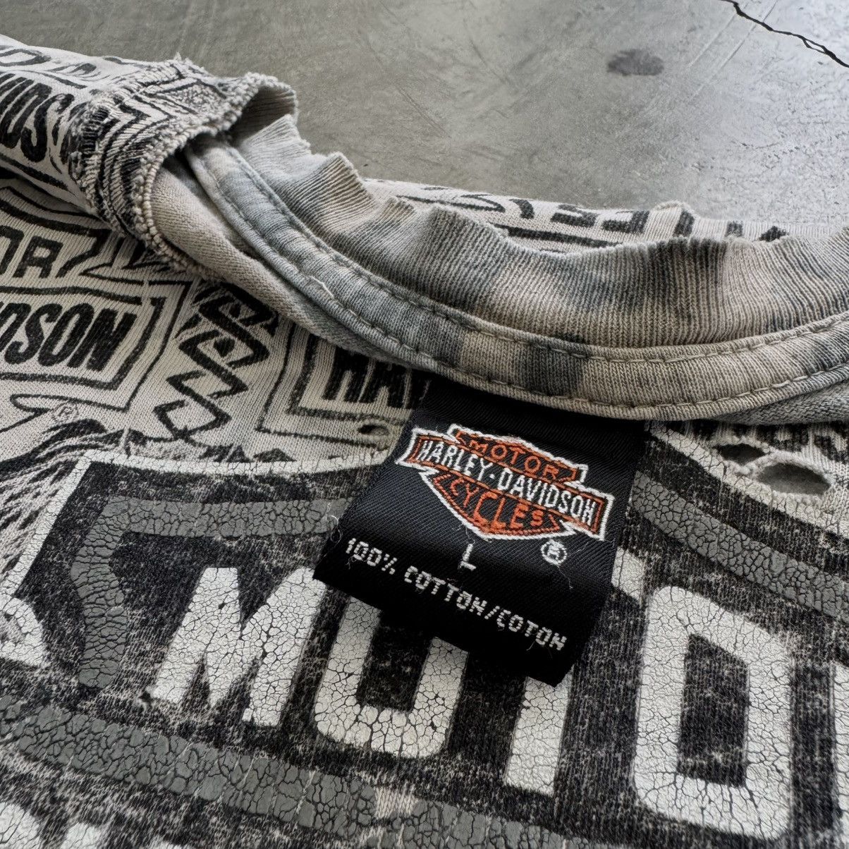 Harley Davidson Vintage 90s Harley Davidson Thrashed ERD Style Graphic Tee Size US L / EU 52-54 / 3 - 8 Thumbnail