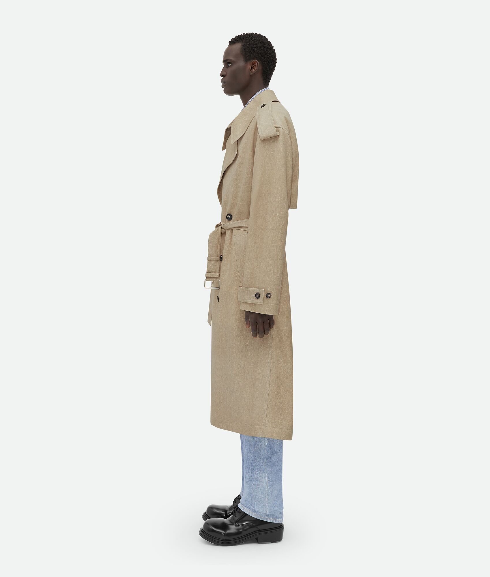 Bottega Veneta o1bcso1str0225 Printed Leather Mouline Twill Trench Coat Size US M / EU 48-50 / 2 - 2 Thumbnail