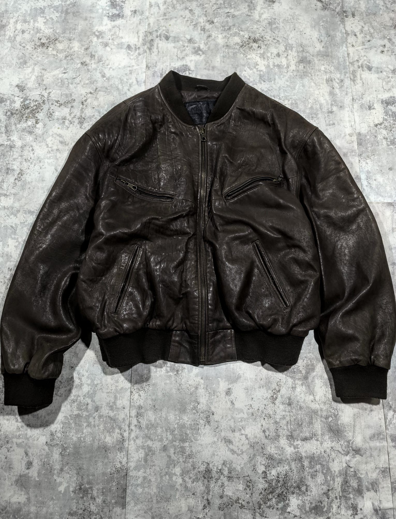 Leather vintage 90s 80s brown leather bomber jacket Size US XL / EU 56 / 4 - 5 Thumbnail