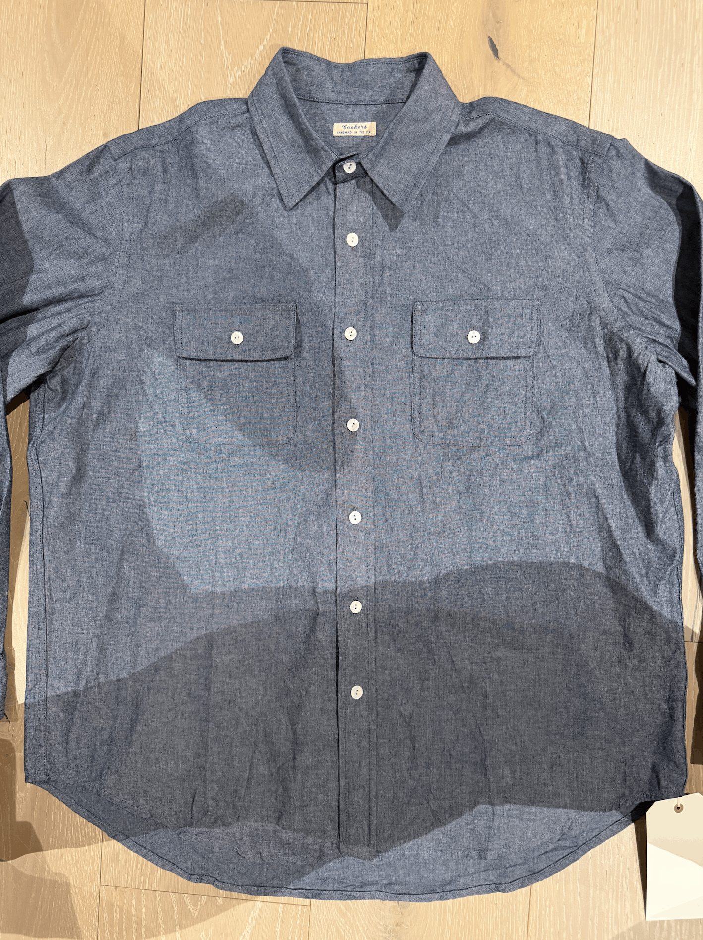 Other 💚 1/25 Conkers Miller Shirt Cotton Chambray Oldham Blue NEW Size US M / EU 48-50 / 2 - 5 Thumbnail