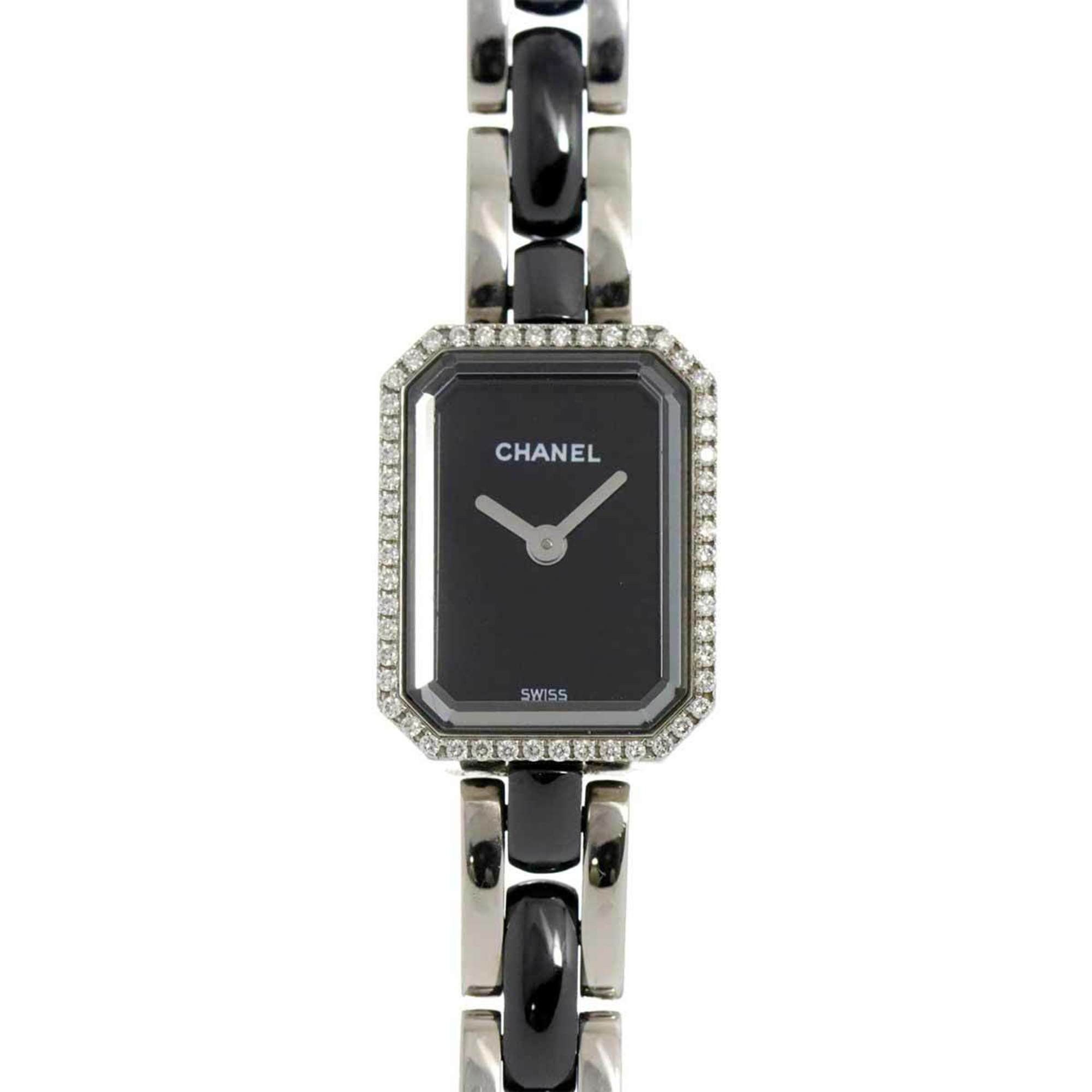 Chanel Premiere H2163 Diamond Bezel Ladies Watch Black Ceramic Quartz, Women's