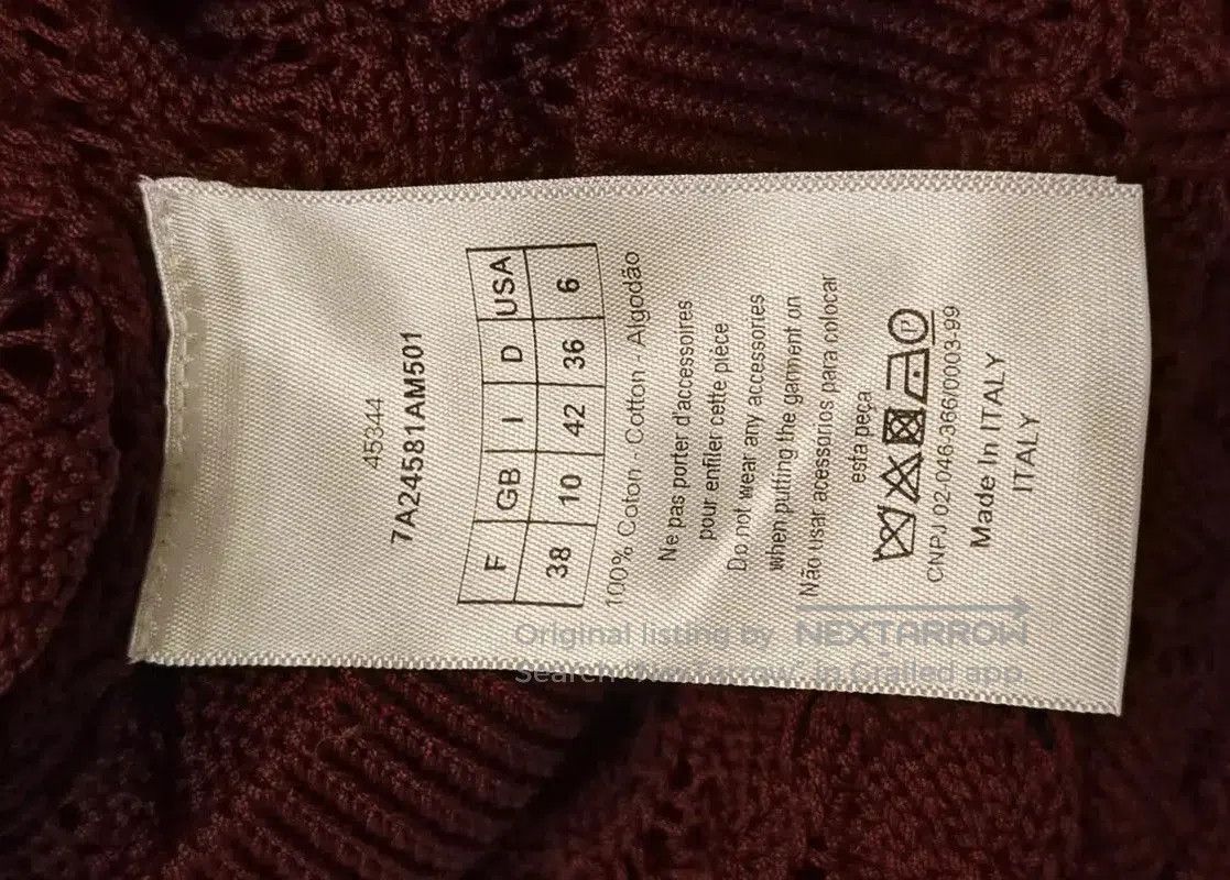 Dior Wine Red Long Sleeve Crochet Sweater .
