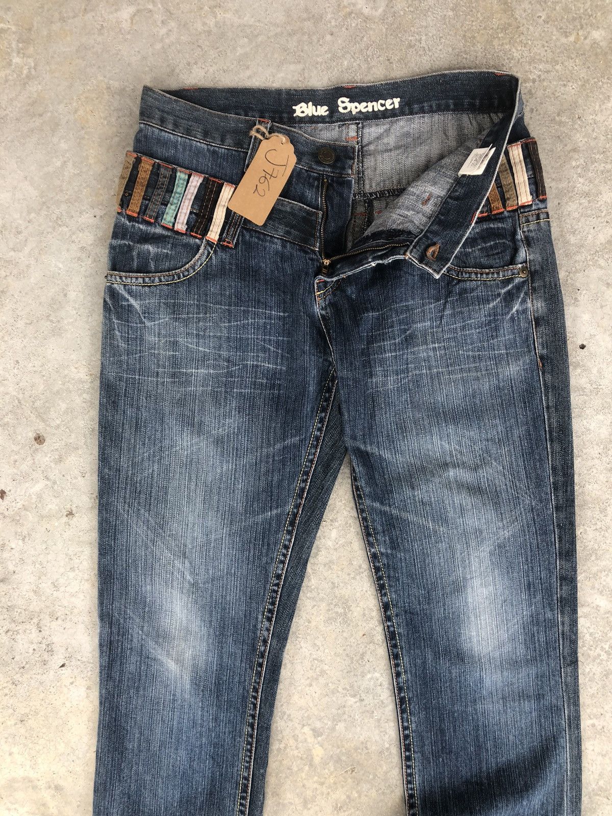 Hysteric Glamour Japanese Blue Spencer Double Waist Distressed Jeans Size US 32 / EU 48 - 3 Thumbnail