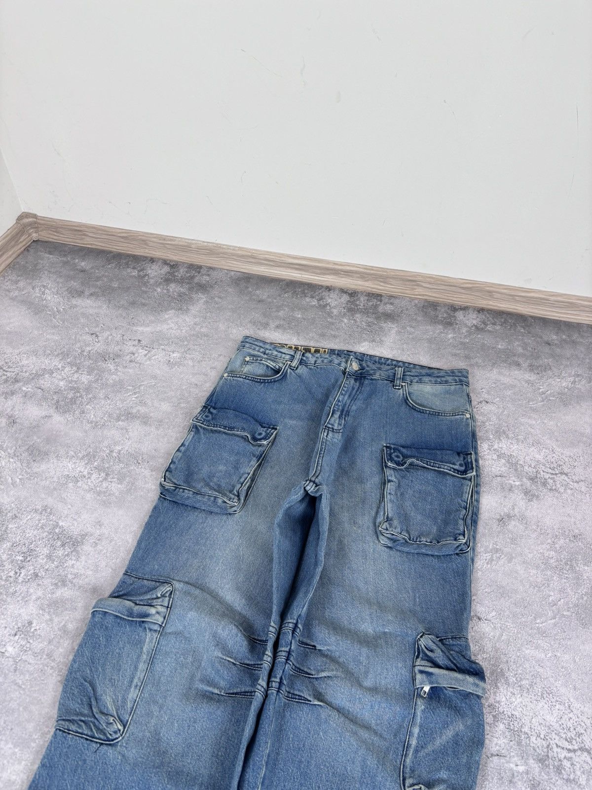 LFDY LFDY Live Fast Die Young Blue Multipocket Baggy Cargo Jeans Size US 34 / EU 50 - 4 Thumbnail