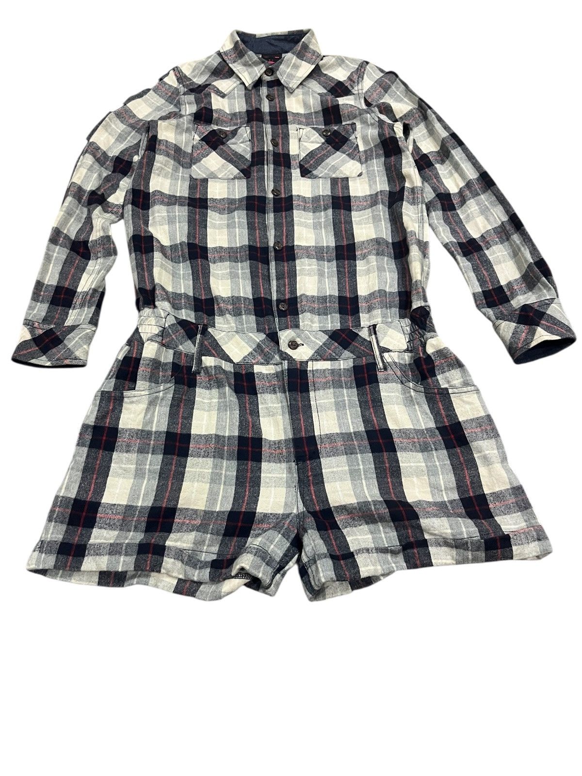 Japanese Brand X-girl checkered longsleeve short set up all in one jumpsuit Size XS / US 0-2 / IT 36-38 - 3 Thumbnail