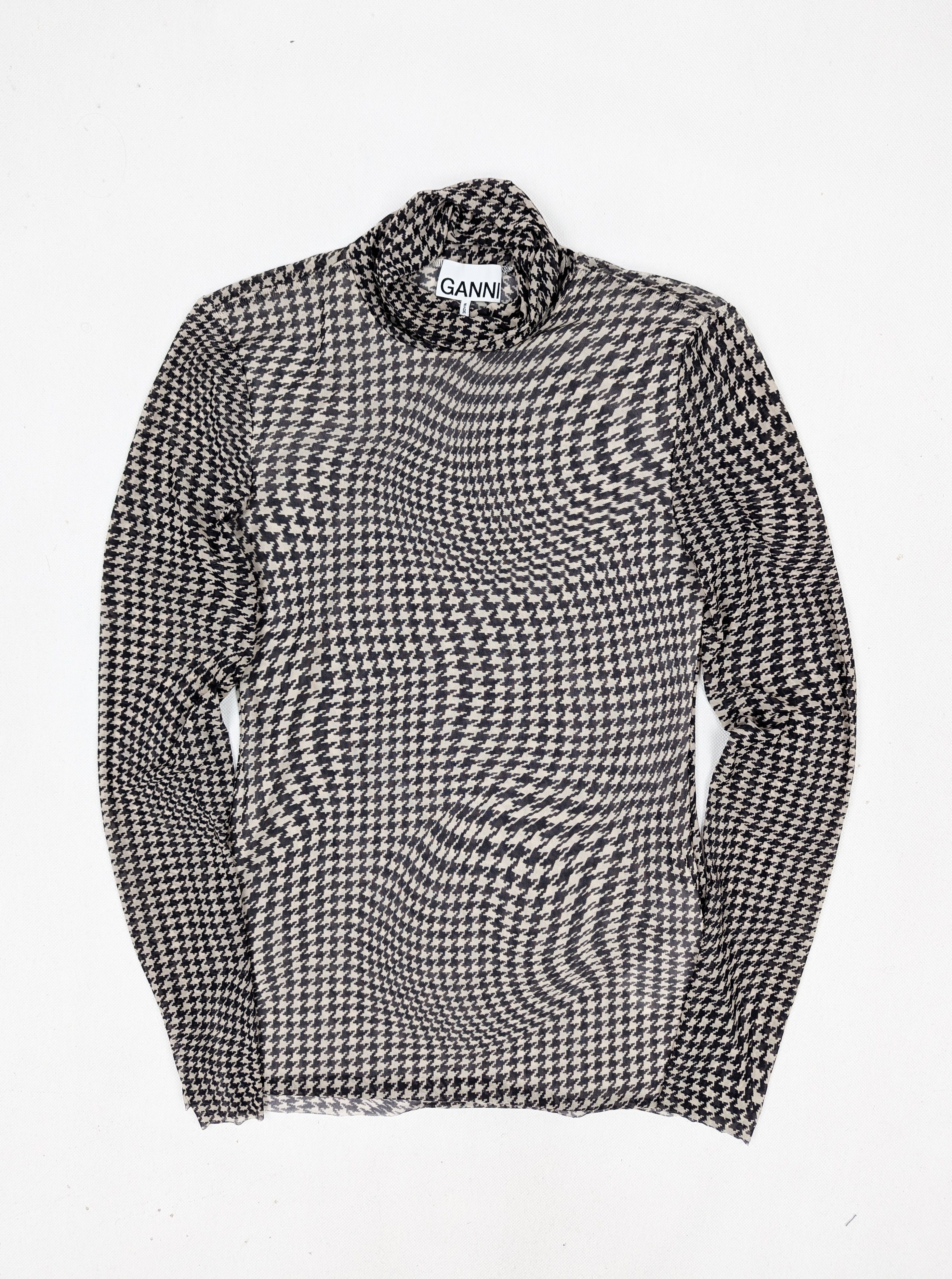 Ganni GANNI houndstooth sheer top turtleneck M Size M / US 6-8 / IT 42-44 - 2 Thumbnail