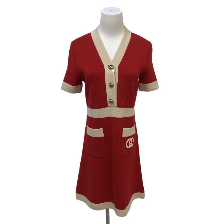 Gucci Gucci Red Knit Interlocking G Dress Size XS Size XS / US 0-2 / IT 36-38 - 1 Thumbnail