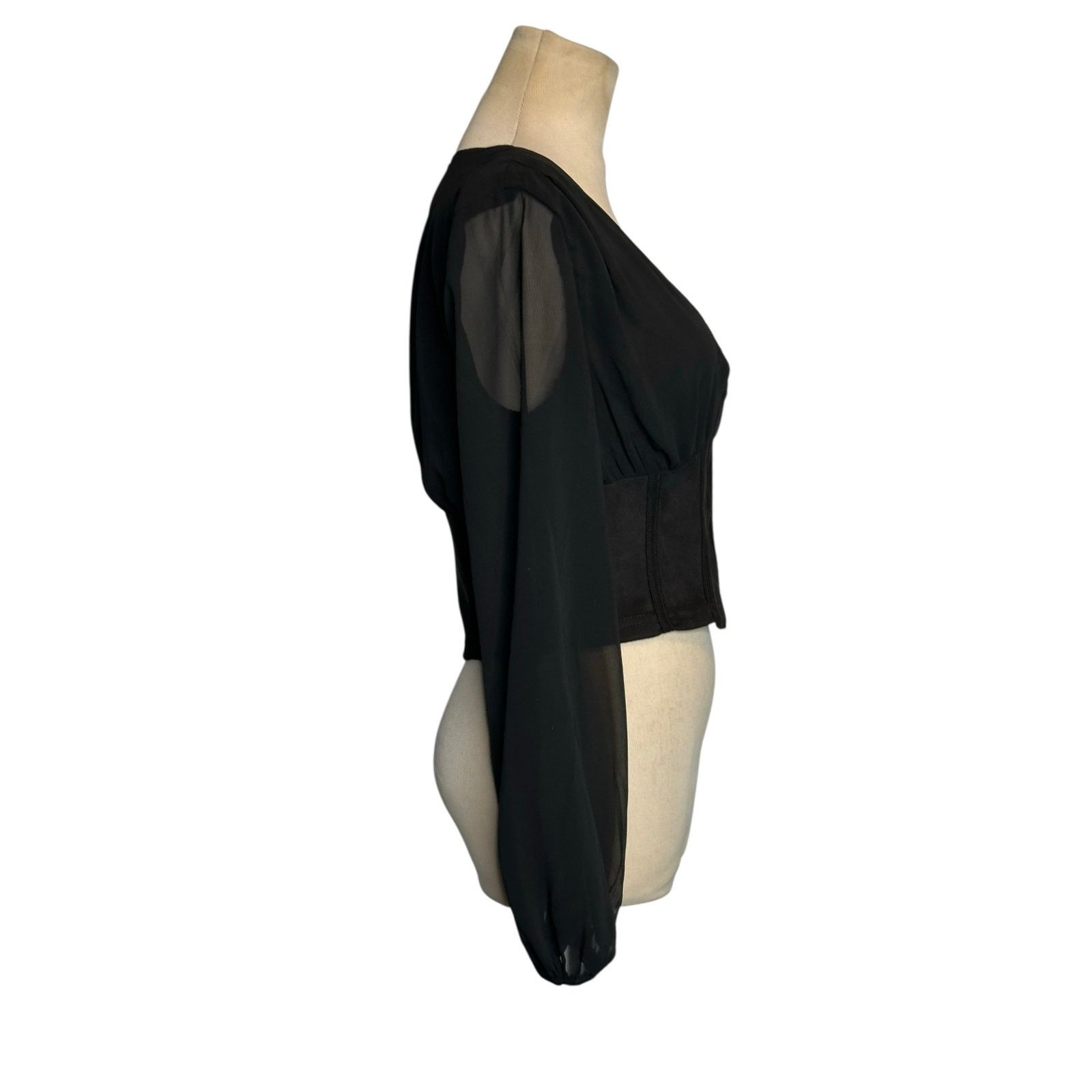 Shein Shein black semi sheer long sleeves blouse size Small Size S / US 4 / IT 40 - 7 Thumbnail
