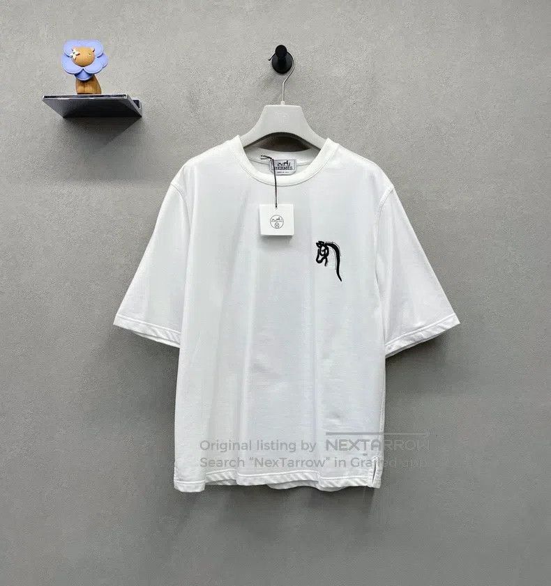 Hermes Hermes White logo print crewneck short-sleeve Size M / US 6-8 / IT 42-44 - 2 Thumbnail