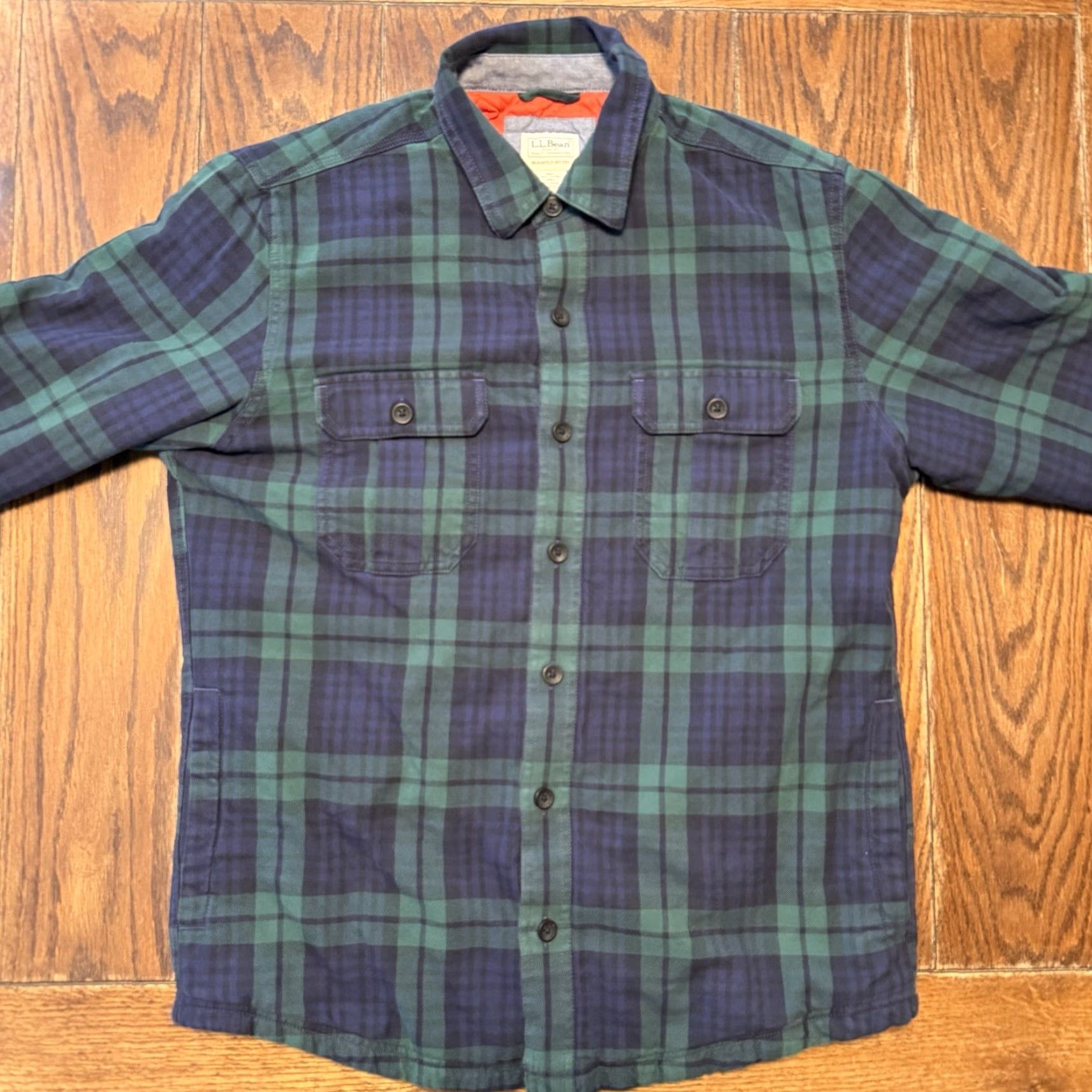 Vintage LL Bean Shacket Mens Large Green Blue Plaid Primaloft Quilt Lined Shirt Jacket Size US M / EU 48-50 / 2 - 2 Thumbnail