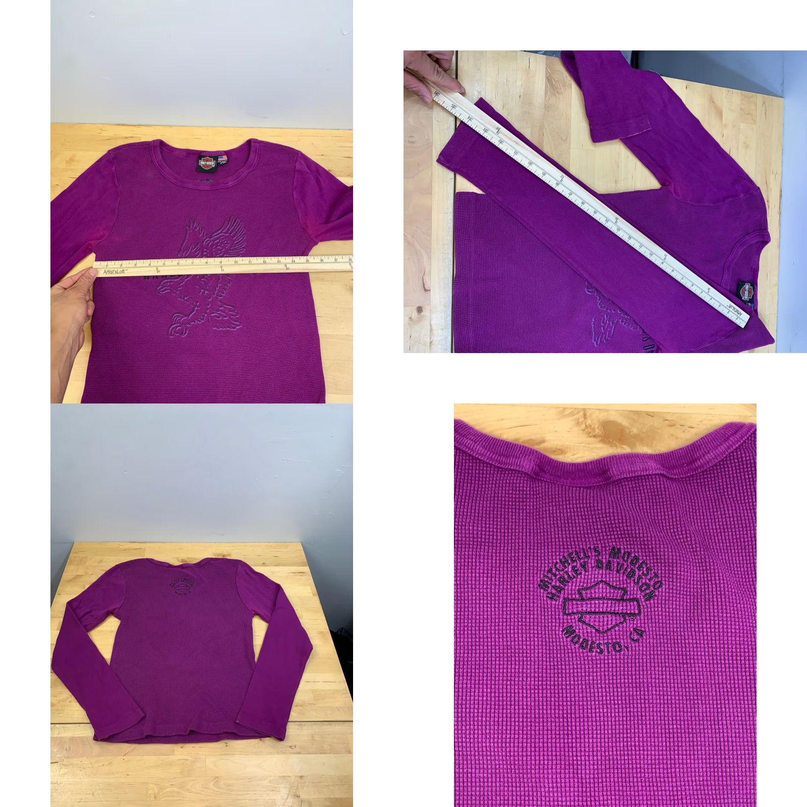 Harley Davidson Harley-Davidson Thermal Shirt Womens M Purple Long Sleeve Embroidered T-Shirt Size M / US 6-8 / IT 42-44 - 8 Thumbnail