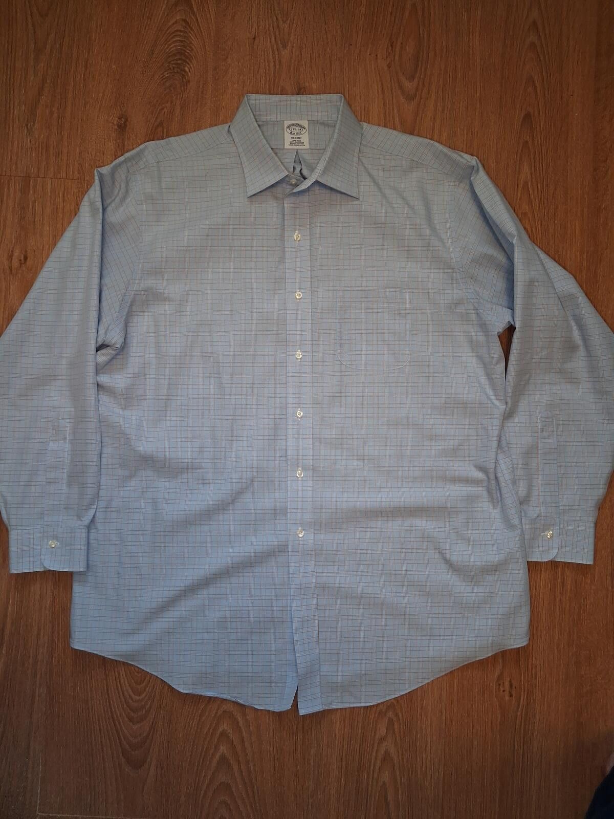 Brooks Brothers Brooks Brothers Dress Shirt 17.5-34 XL Blue Plaid Supima Size US XL / EU 56 / 4 - 1 Thumbnail