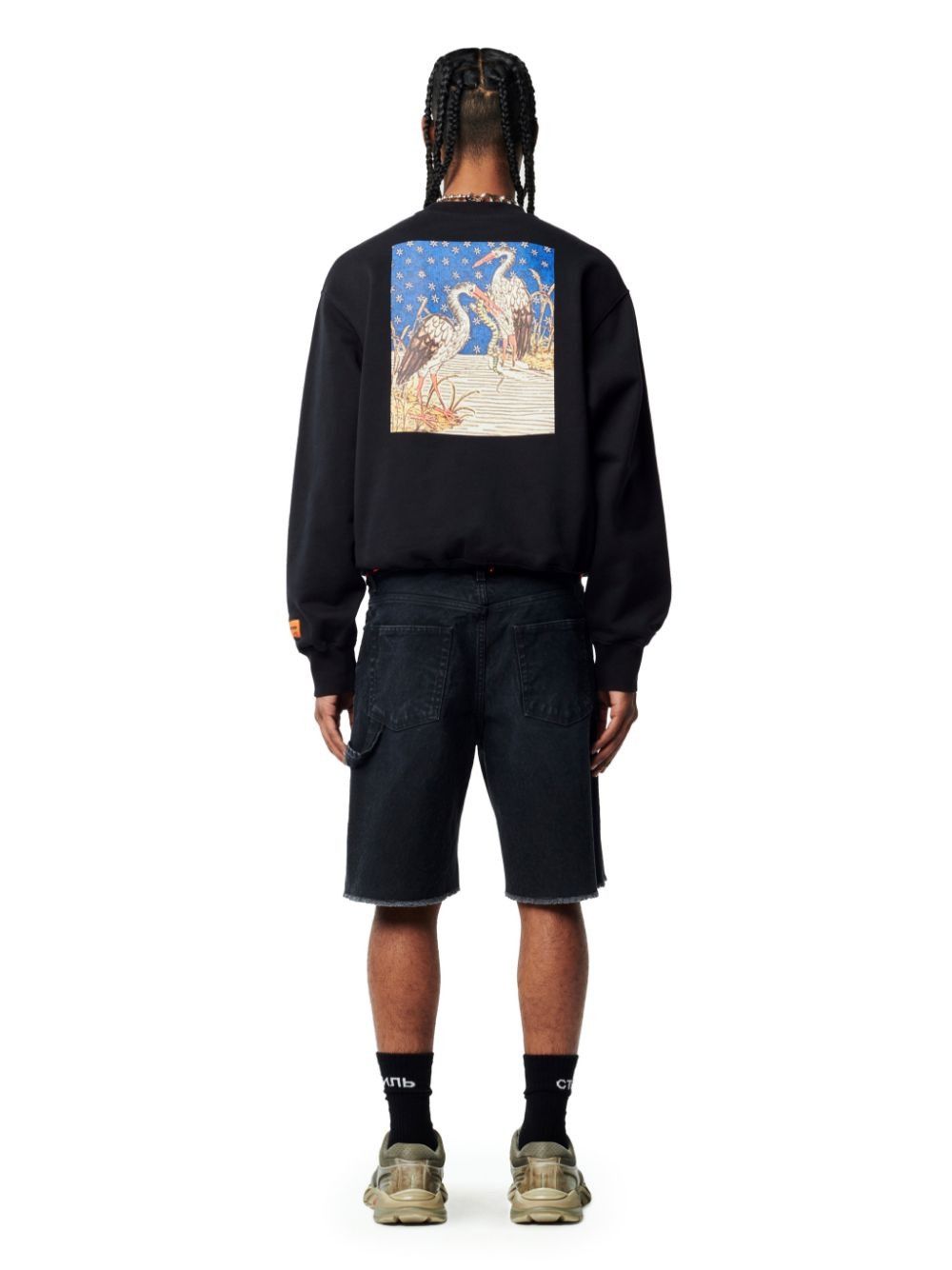 Heron Preston o1w1db10824 Medieval Heron Crew Sweatshirt in Black Size US L / EU 52-54 / 3 - 3 Thumbnail