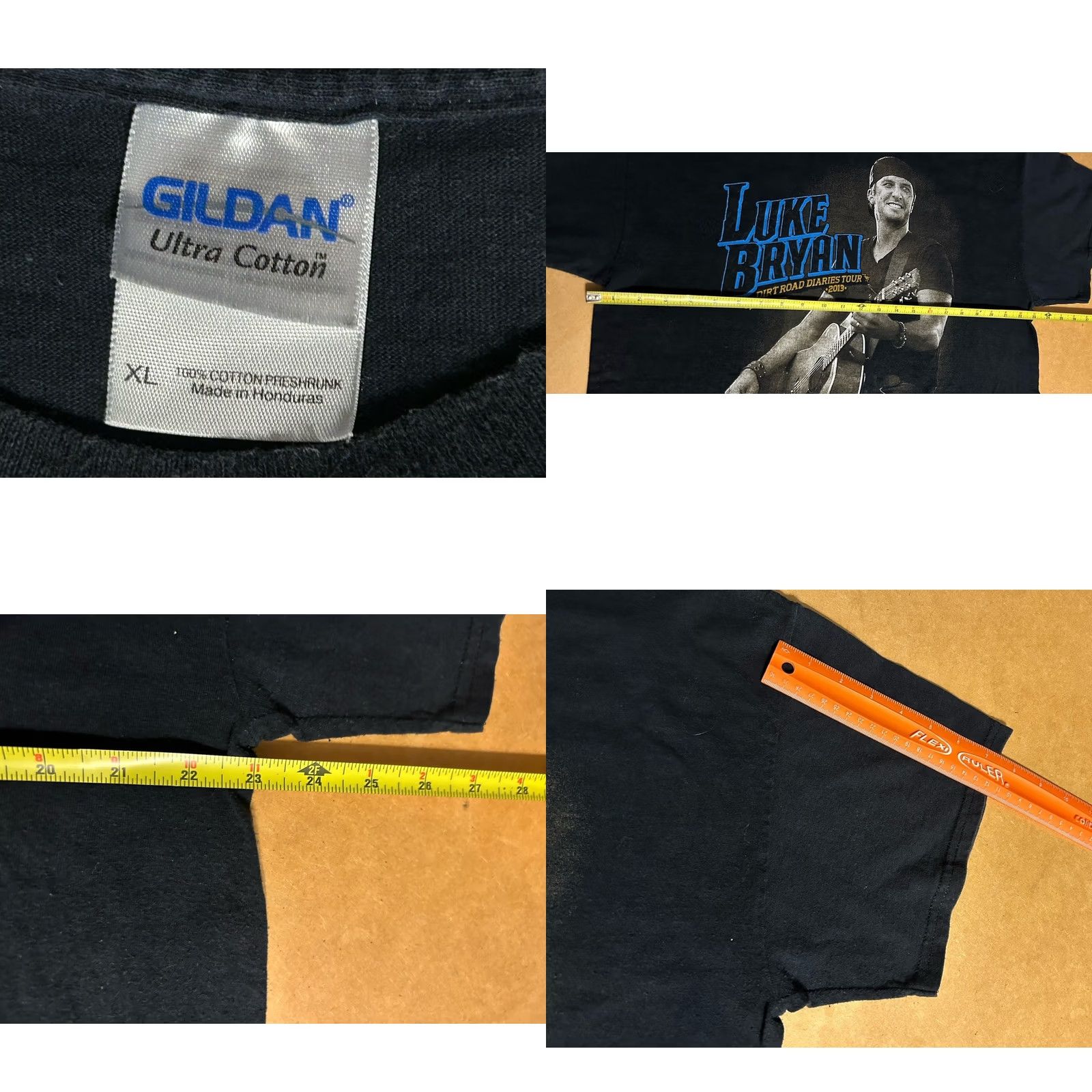 Gildan VINTAGE Luke Bryan Dirt Road Diaries 2013 Tour Shirt Adult XL Black Short Sleeve Gildan Ultra Cotton Logo Graphic Print Unisex Mens Womens Size US XL / EU 56 / 4 - 9 Thumbnail