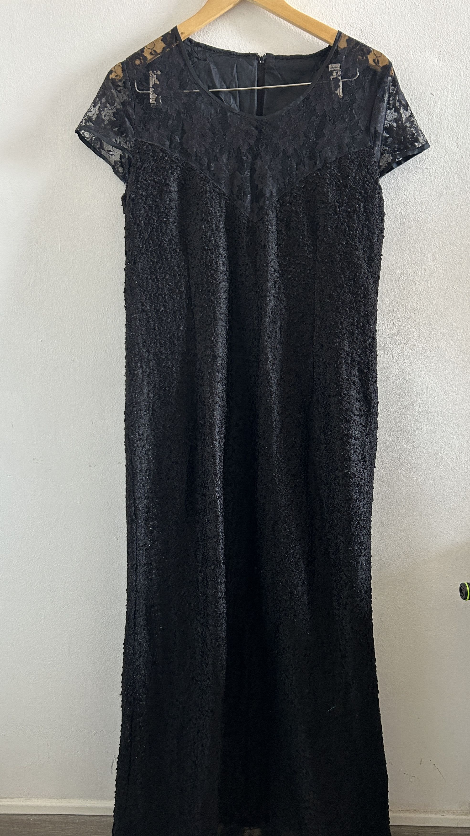 Vintage Vintage 90s Black Bouclé Lace Maxi Dress Size M / US 6-8 / IT 42-44 - 12 Thumbnail