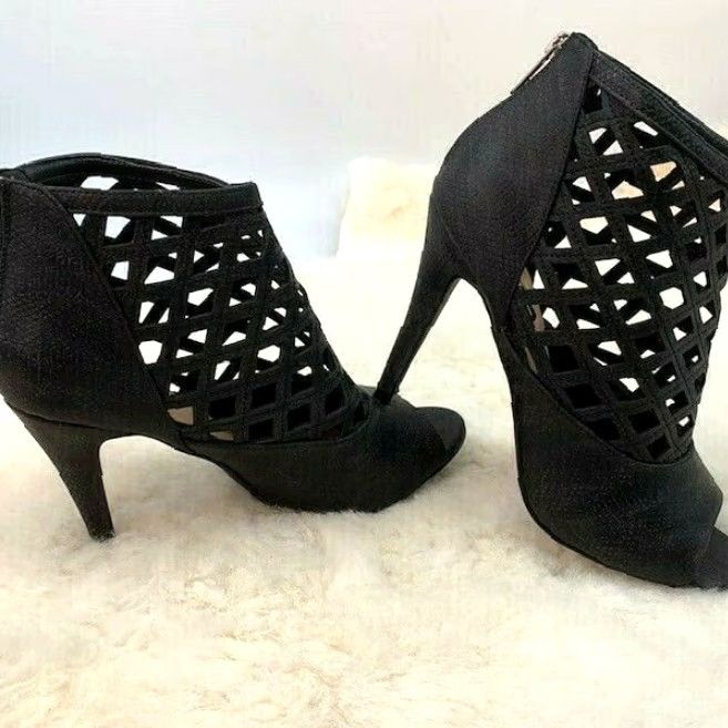 Vintage Michael Antonio Women’s Hunni Heel Sandal – Open Toe, Caged Zip Closure, Black, Size 10 M, Pumps, Stiletto, 4.5+ in Heel, Ladies Shoes Size US 10 / IT 40 - 2 Thumbnail