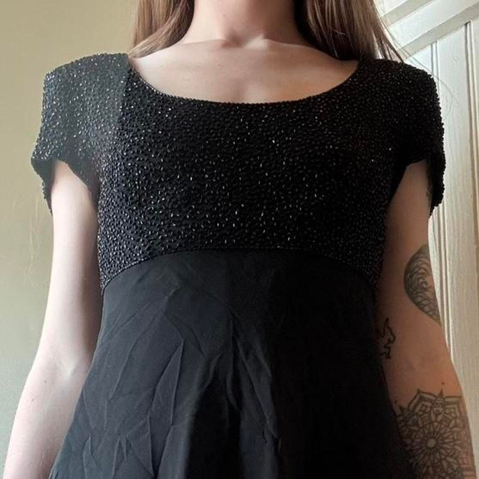 Vintage Vintage Bieff Basix 90s Beaded Silk Dress 6 Y2K 90s Formal Size M / US 6-8 / IT 42-44 - 2 Thumbnail