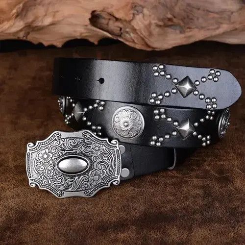 Leader Of Cool Moons Punk Rivet Leather Belt Size ONE SIZE - 3 Thumbnail