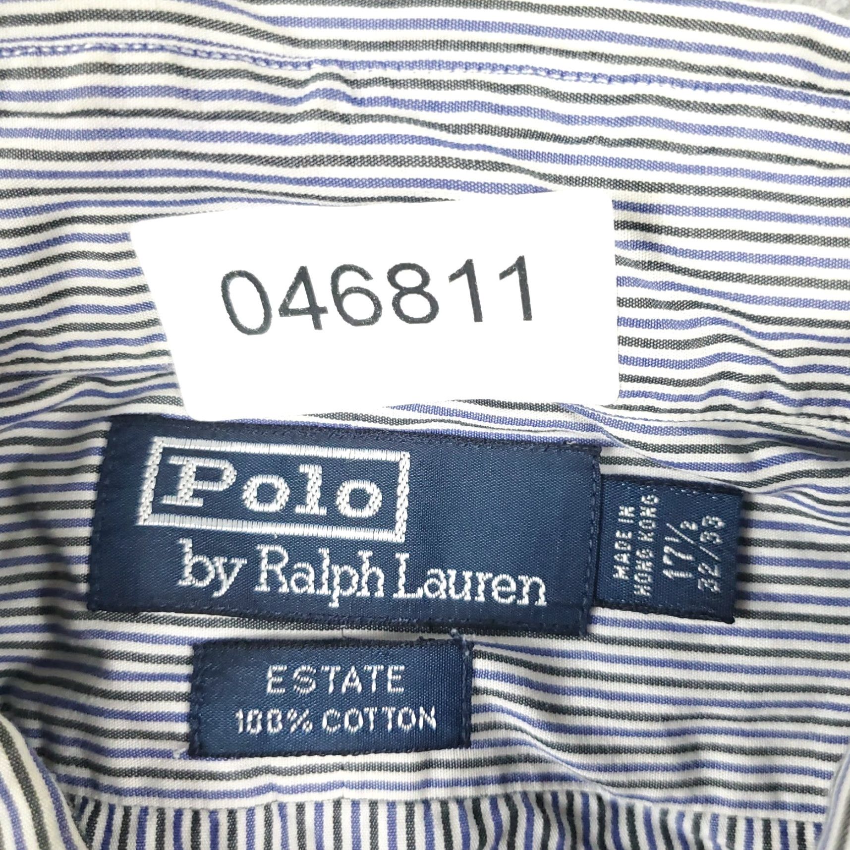 Ralph Lauren Ralph Lauren Shirt Mens 17.5 Blue Striped Dress Button Up Long Sleeve - Classic American Formal Casual Dress Shirt, 17.5 Neck, Blue, Cotton Size 46R - 6 Thumbnail