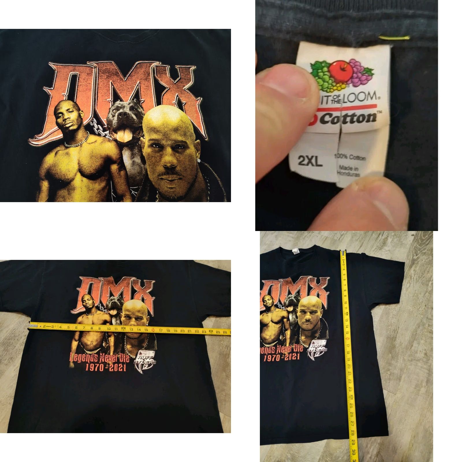 Fruit Of The Loom DMX Black T-Shirt Legends Never Die Rap Music 2XL Unisex Adults Size XXL / US 16-18 / IT 52-54 - 8 Thumbnail