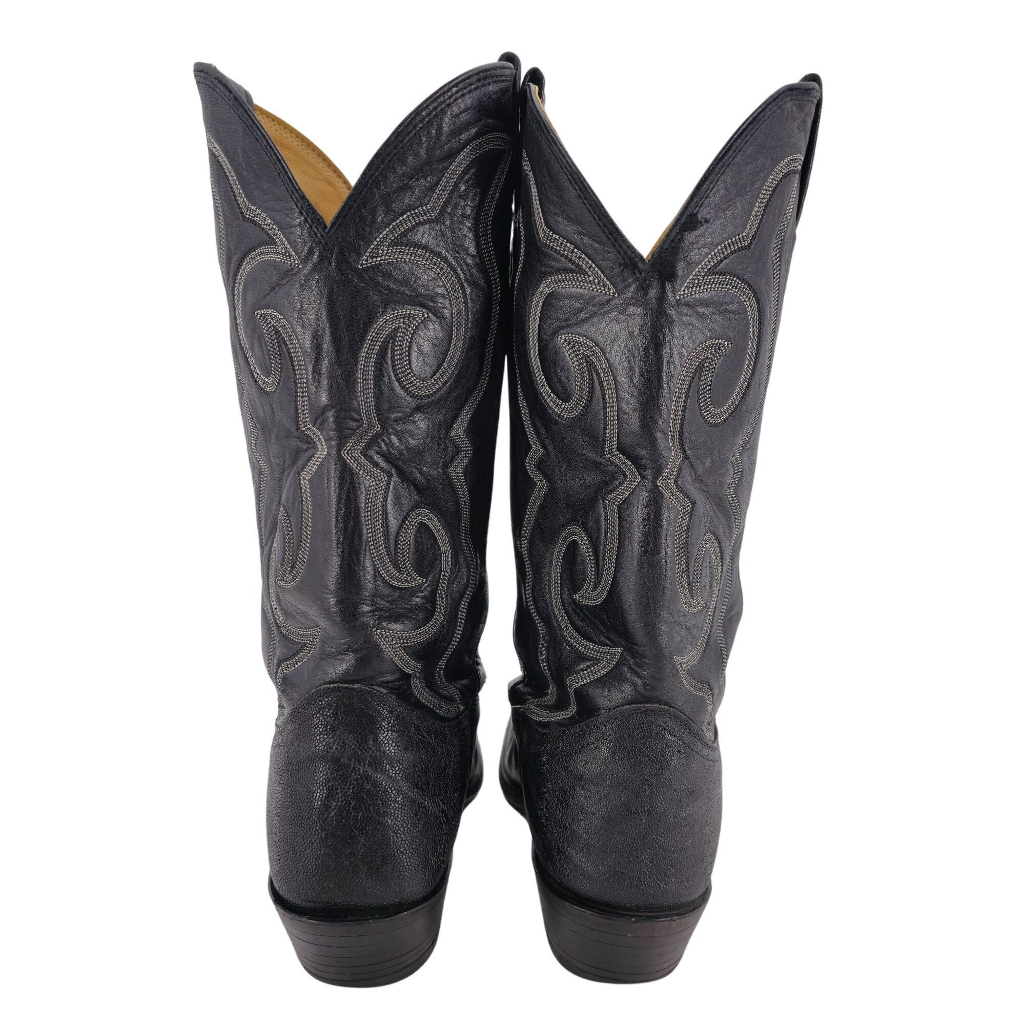 Nocona Vintage Nocona Exotic Elephant Print Men 9.5D Black Leather Size US 9.5 / EU 42-43 - 4 Thumbnail