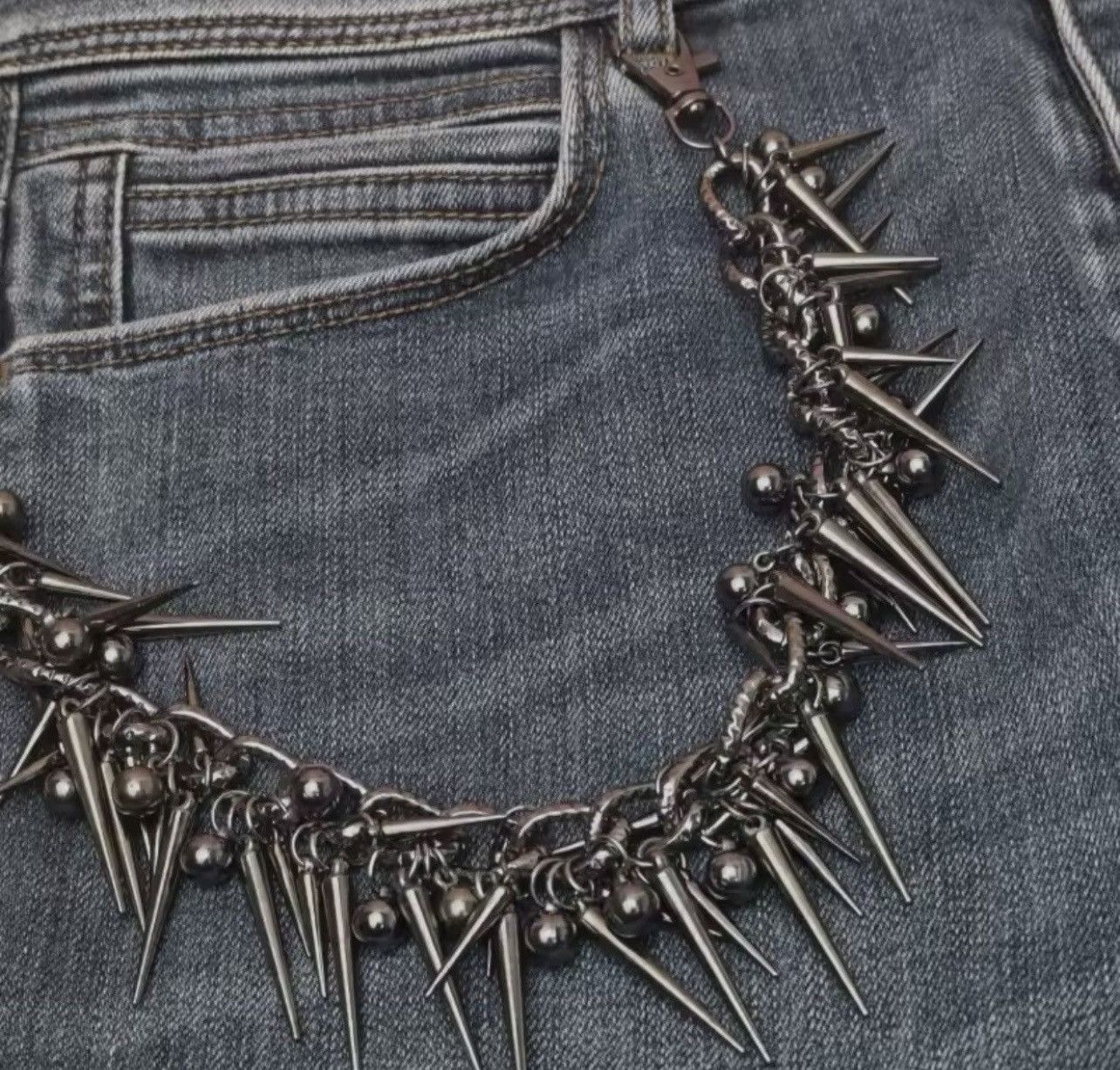 Japanese Brand × Jewelry Retro streetwear punk rivet spike pants pocket chain Size ONE SIZE - 2 Thumbnail