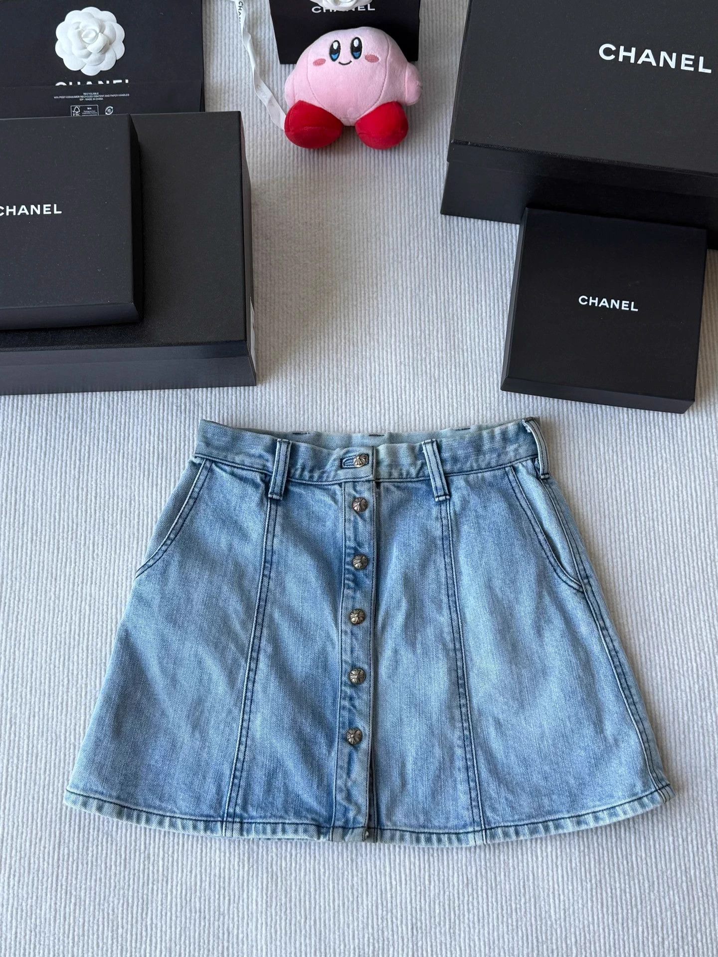 Chrome Hearts Chrome Hearts Light Blue Denim Skirt Silver Buckle S Size 25" / US 0 / IT 36 - 1 Thumbnail