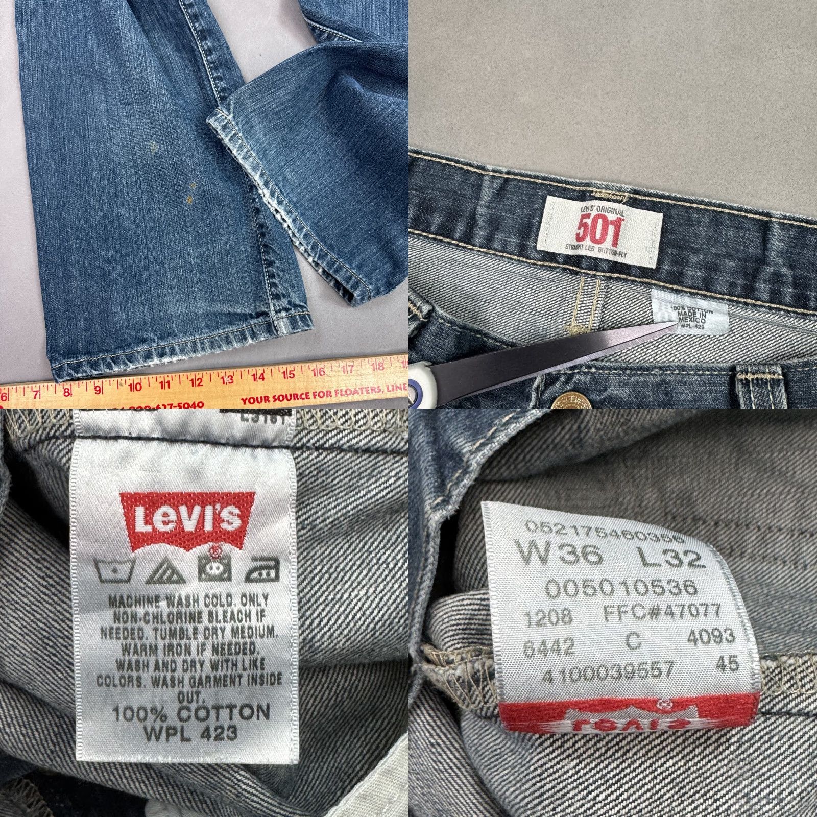 Levi's Levi's 501 Jeans Men 36x30 Blue Denim Dark Washed Out Faded Work Size US 36 / EU 52 - 8 Thumbnail
