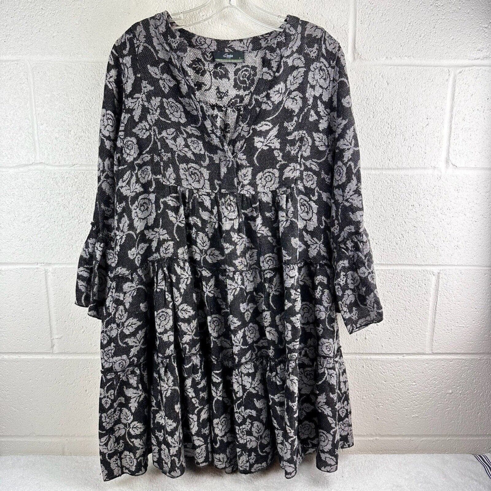 image of Devotion Twins Ella Dress Floral Black White Midi Women S (Size Small)