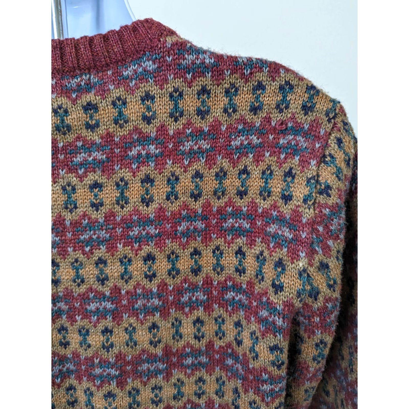 Vintage VINTAGE 90s Mens Fair Isle Acrylic Ski Sweater Large Beige/Red S12 Size US L / EU 52-54 / 3 - 4 Thumbnail