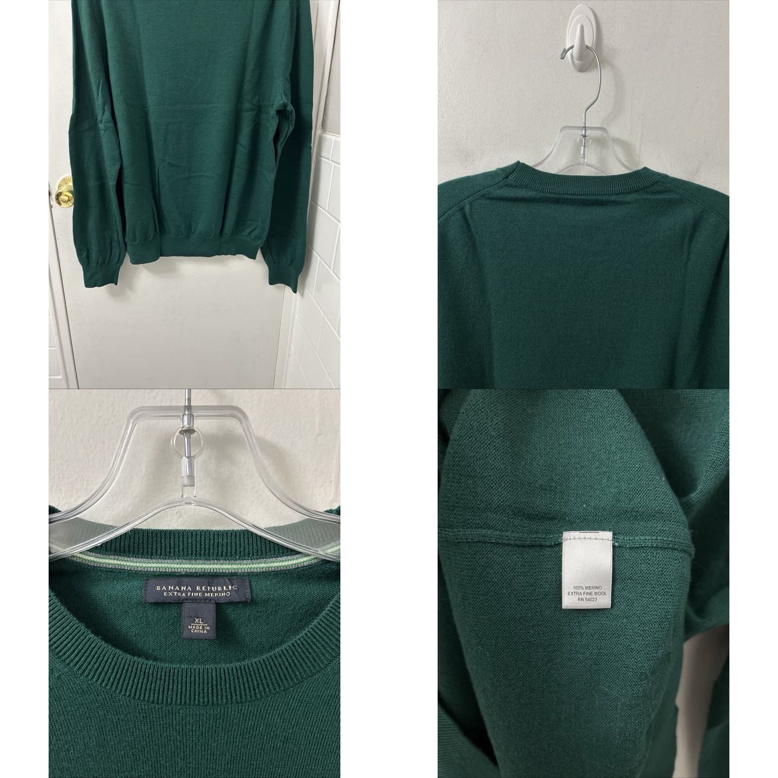 Banana Republic VINTAGE? No. Banana Republic Sweater Mens XL Green 100% Extra Fine Merino Wool Crewneck L/S Size US XL / EU 56 / 4 - 8 Thumbnail