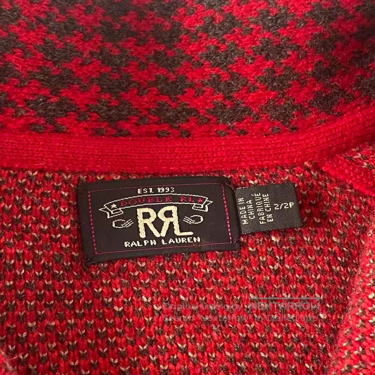 RRL Ralph Lauren Ralph Lauren RRL Red Houndstooth Knit Cardigan. Size M / US 6-8 / IT 42-44 - 7 Thumbnail