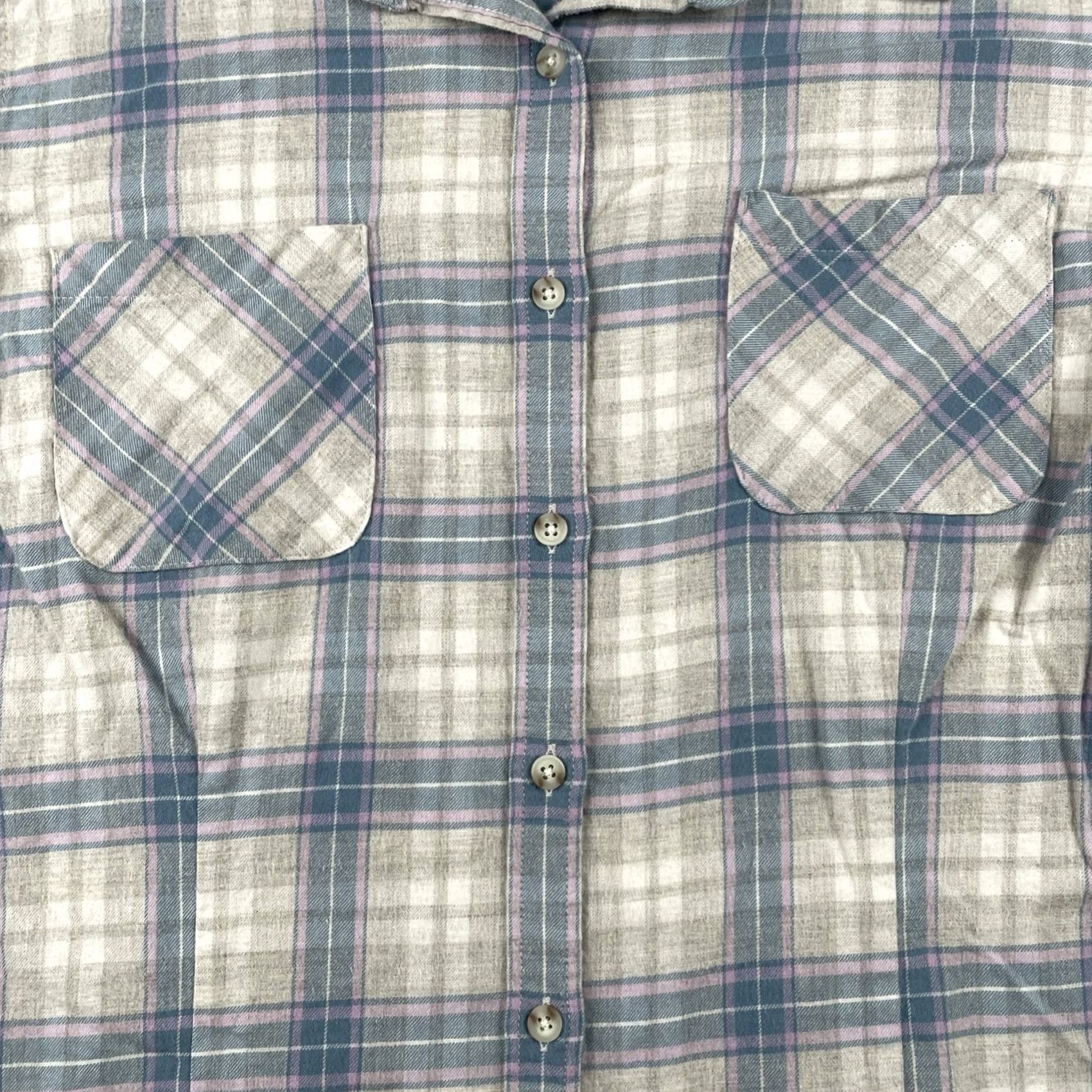 Vintage VINTAGE? Women’s L.L.Bean Plaid Flannel Button-Up Pocket Shirt Pink Blue 1X Xtra Soft Size XL / US 12-14 / IT 48-50 - 4 Thumbnail