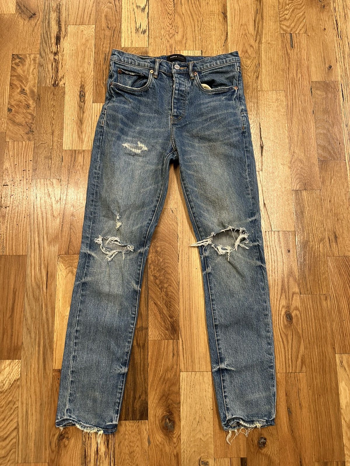 Purple Brand Knee Hole Blue Denim Jeans Size 30