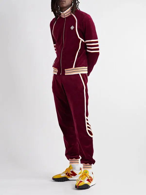 Casablanca Burgundy Racing Velour Track Pants Size 28" / US 6 / IT 42 - 2 Thumbnail