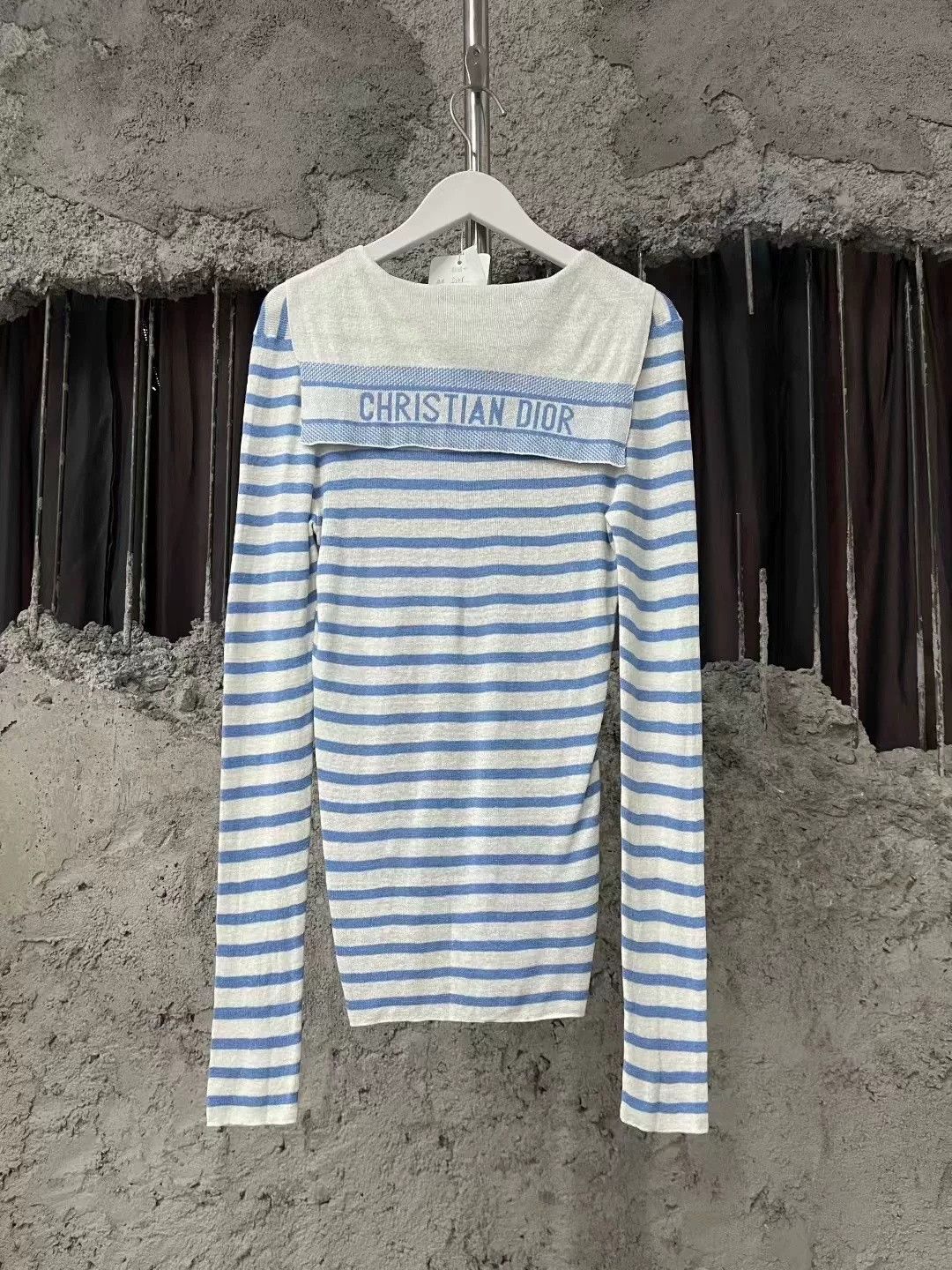 Dior Dior Blue White Stripe Navy Collar Knit Size US M / EU 48-50 / 2 - 1 Thumbnail