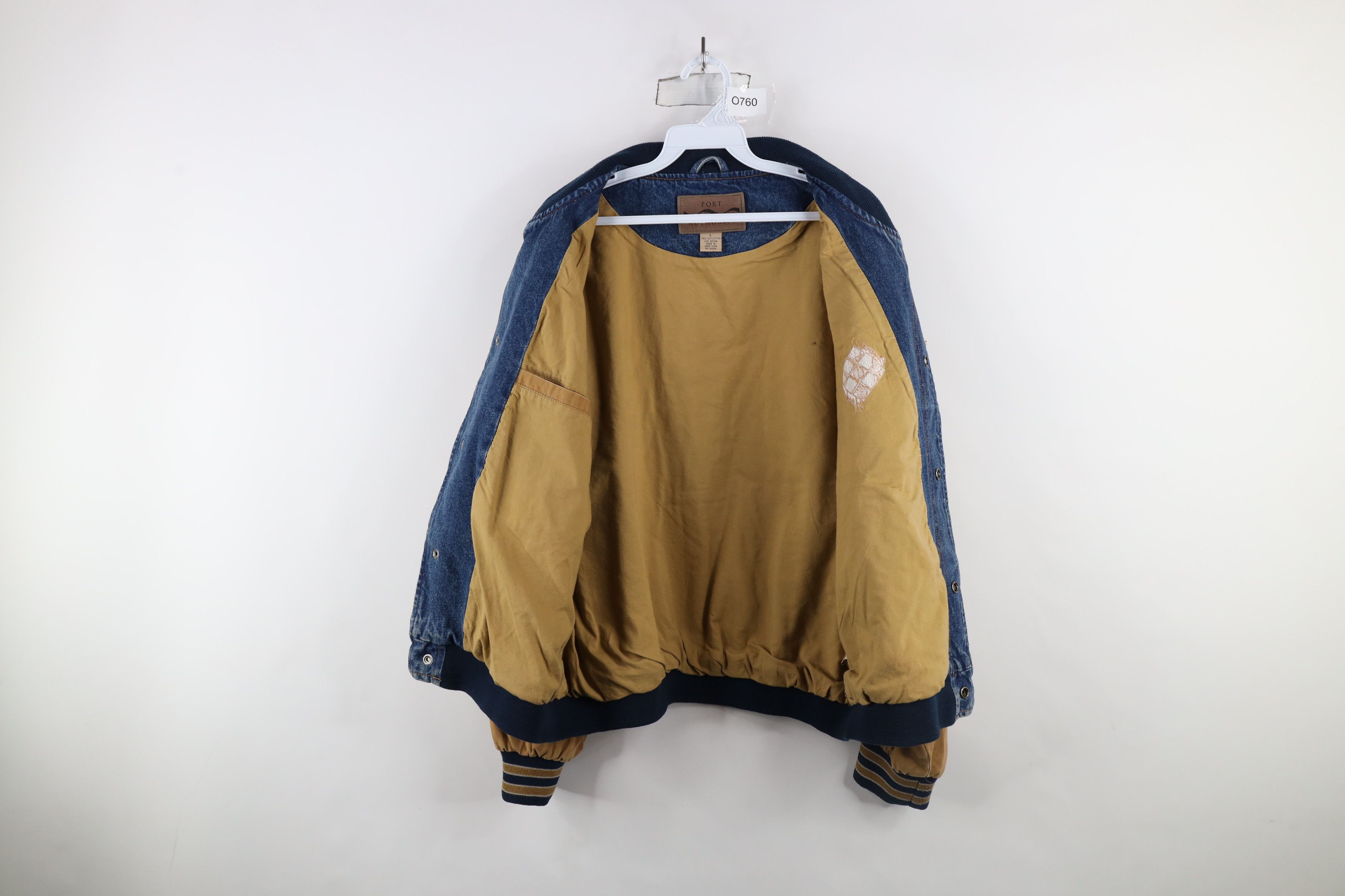 Vintage Vintage 90s Streetwear Eugene Hardwoods Denim Varsity Jacket Size US L / EU 52-54 / 3 - 9 Thumbnail