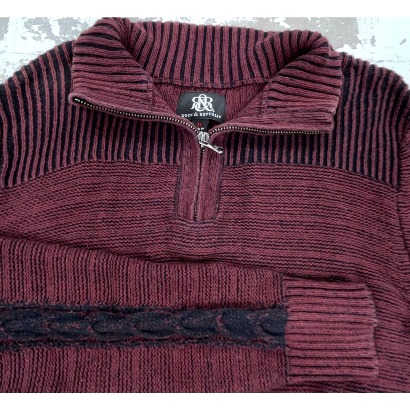 Vintage VINTAGE Rock Republic Sweater Shirt Men M Red Knit 1/4 Zip Casual Hip Hop Modern 90s Mens Size US M / EU 48-50 / 2 - 4 Thumbnail