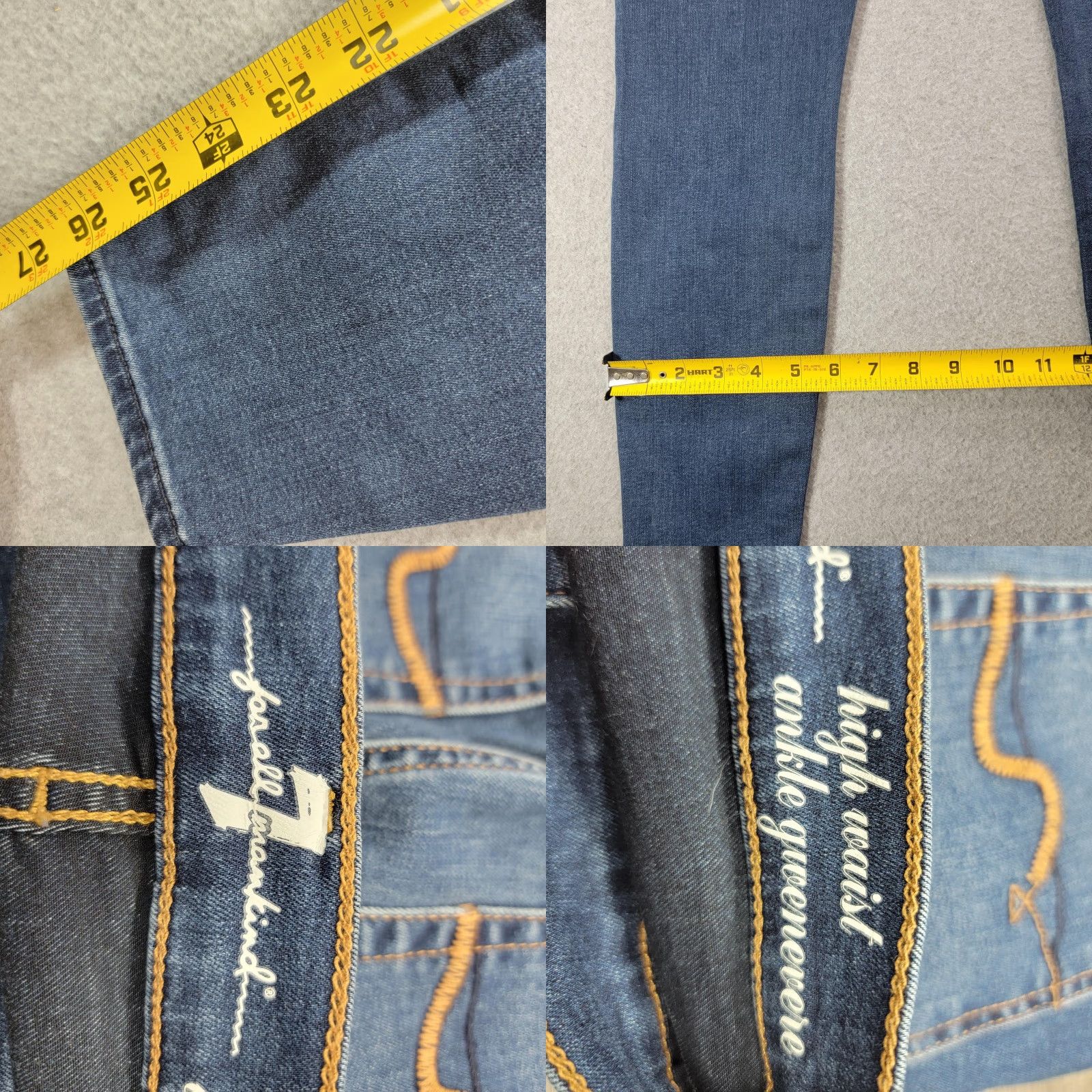 7 For All Mankind 7 For All Mankind Jeans Womens 24 Blue High Waist Ankle Gwenevere Skinny Size 42" / US 20 - 8 Thumbnail
